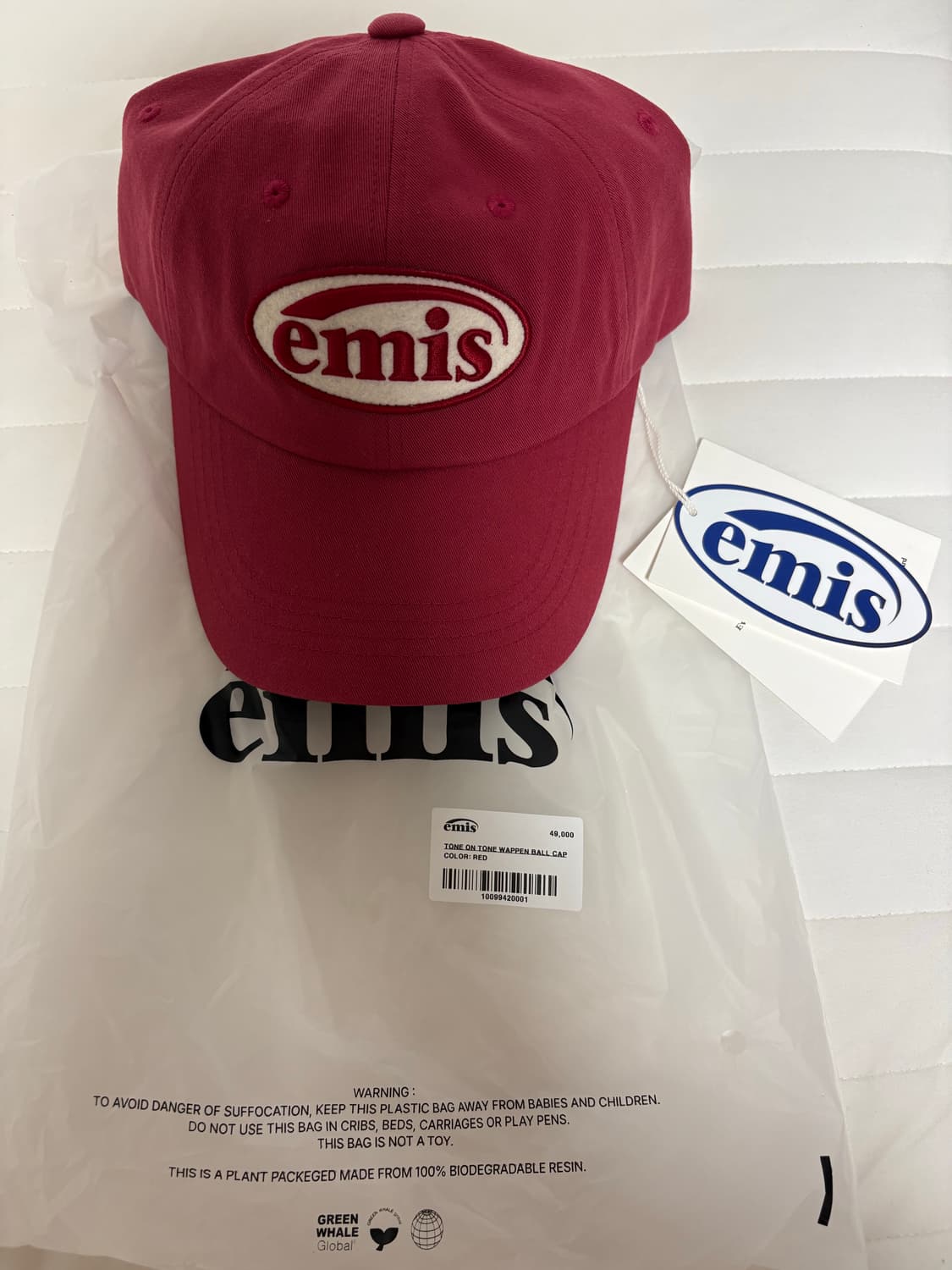 이미스 톤온톤 레드컬러 볼캡 판매 상품이미지1