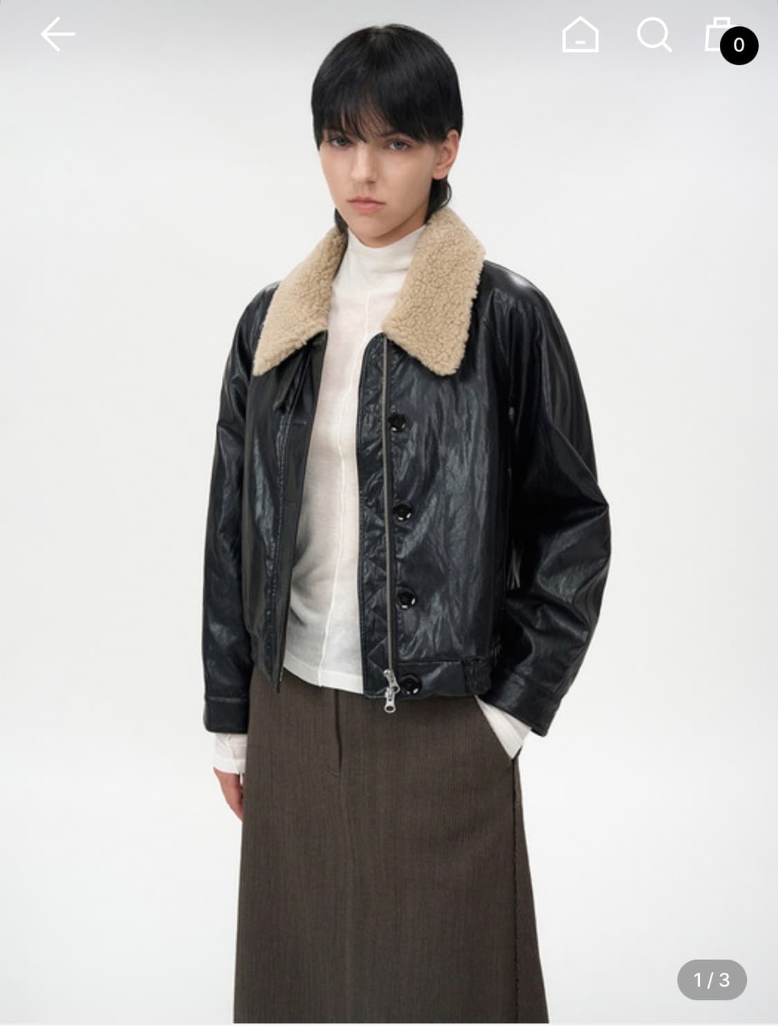 인사일런스 디태처블 퍼 레더 블루종 BLACK 상품이미지1