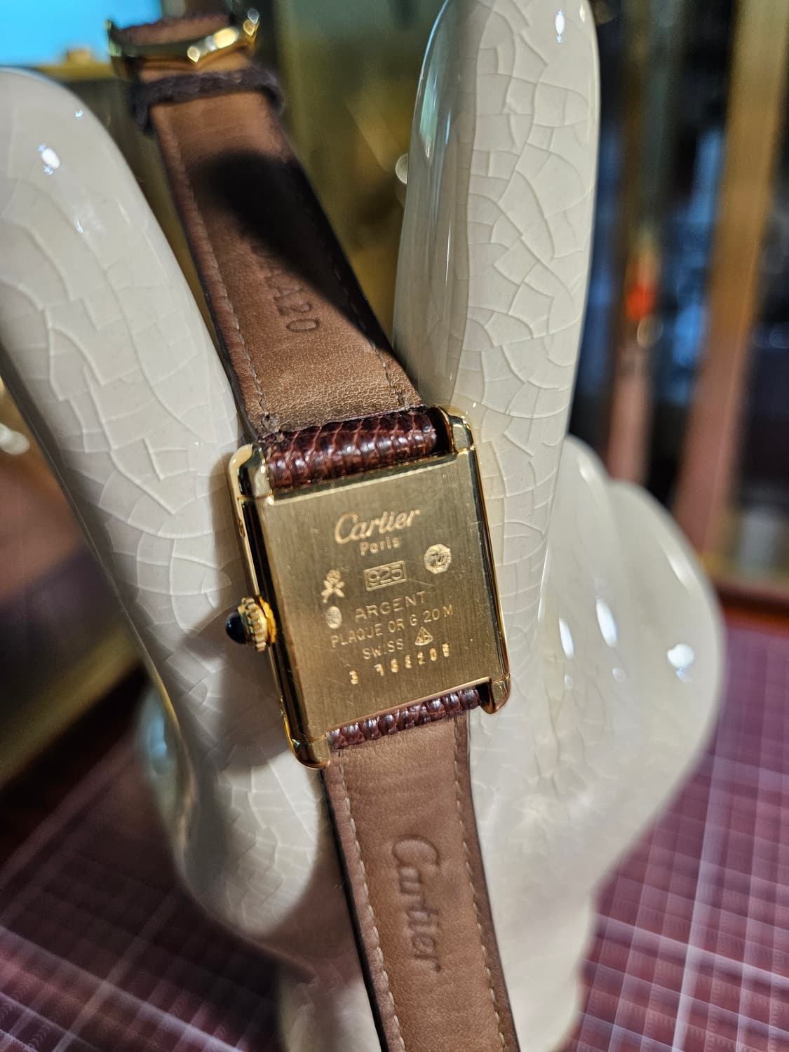 까르띠에 빈티지 머스트 탱크 925실버 18k금장 브라운 가죽 시계 수동 상품이미지2