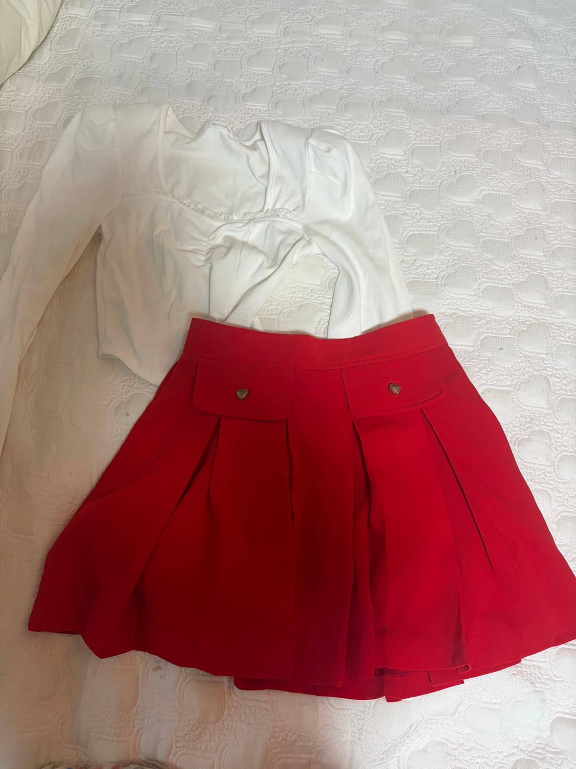 하트단추 레드스커트 상품이미지4