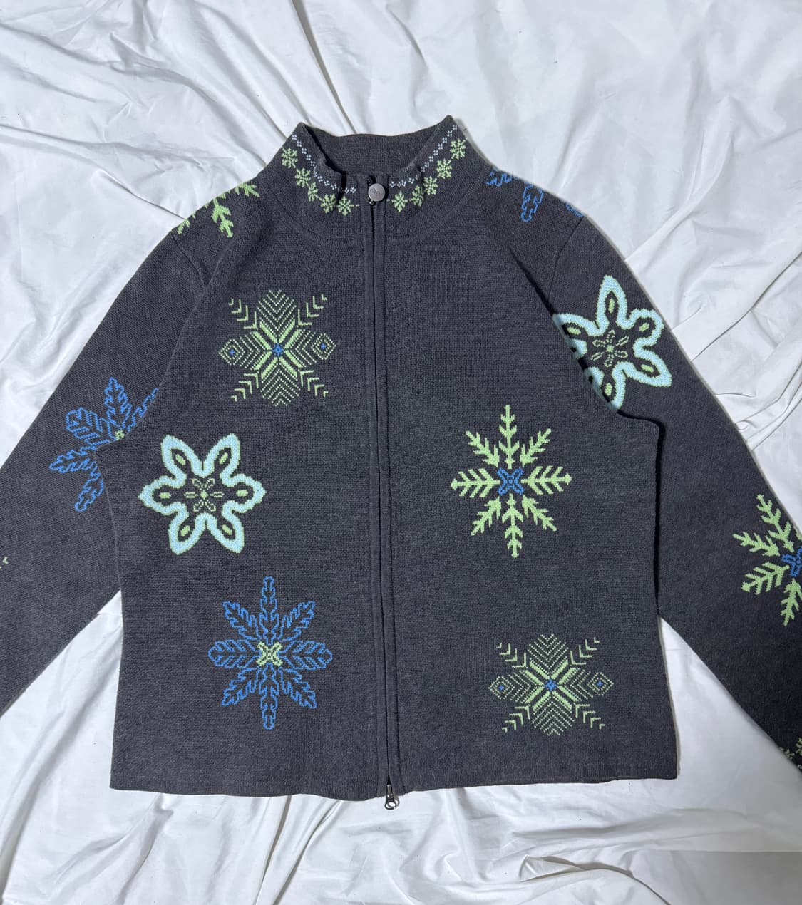 에디바우어 스노우 플레이크 패턴 니트집업 노르딕 상품이미지3