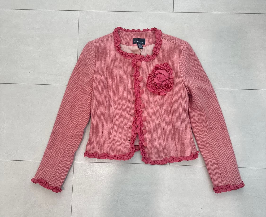 빈티지 헤링본 러플 로즈 자켓 상품이미지1