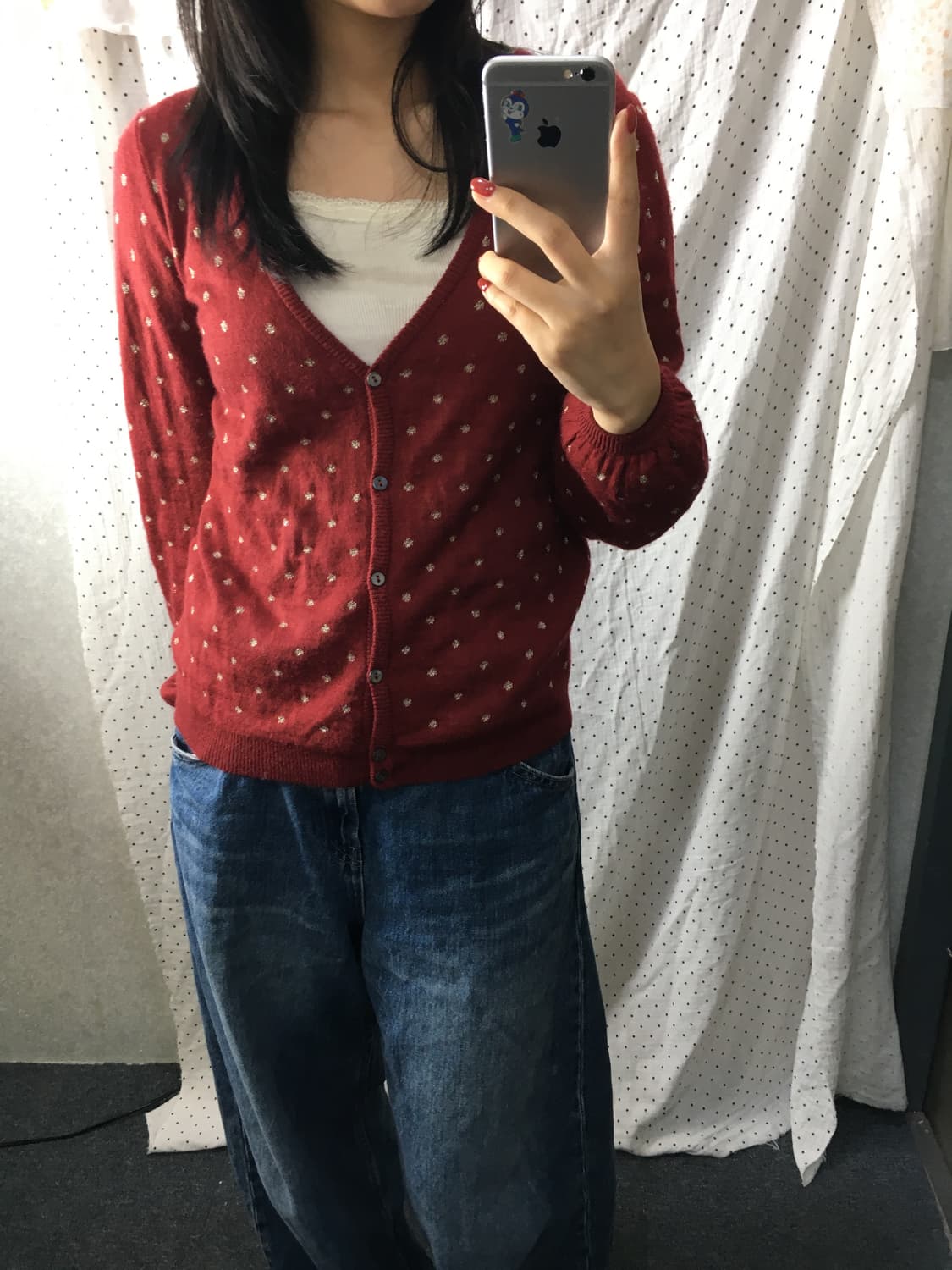 레드 도트 가디건 상품이미지5