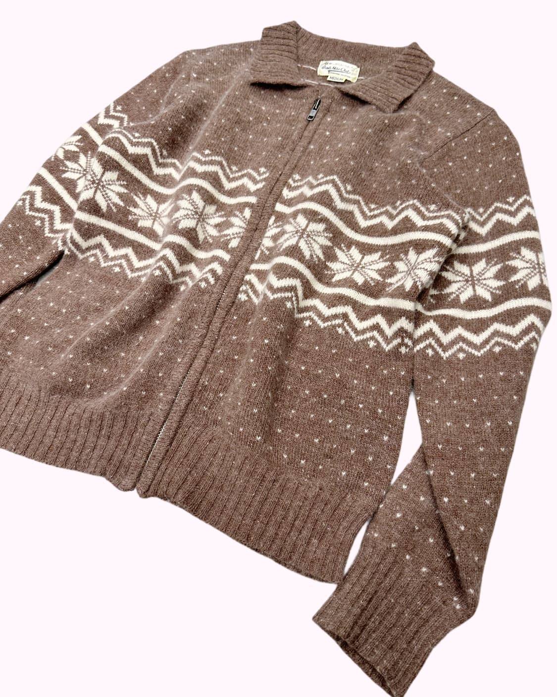 brown hairy wool knit zip-up 상품이미지2
