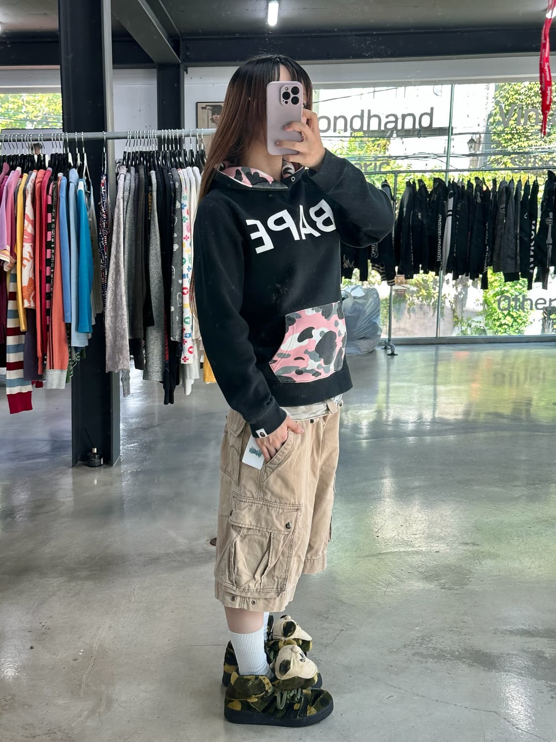 베이프 핑크 카모 후드집업 상품이미지2