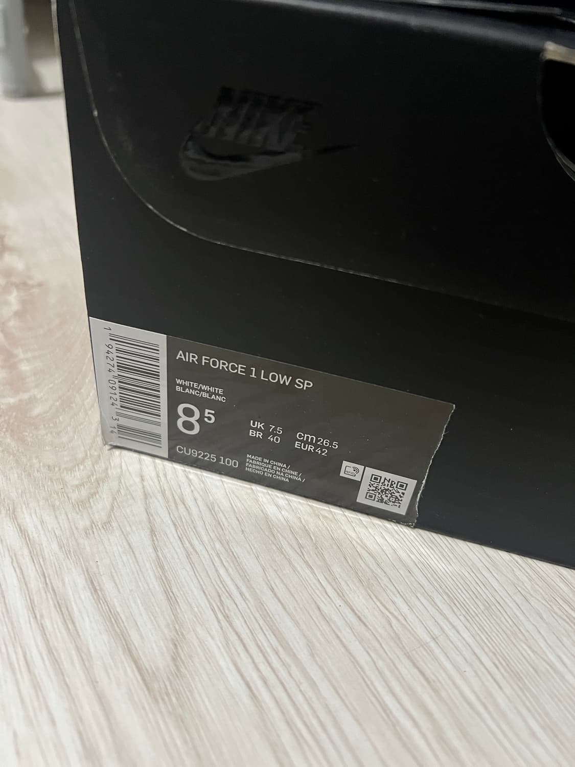 나이키 에어포스 1 슈프림 흰색 265mm 상품이미지3