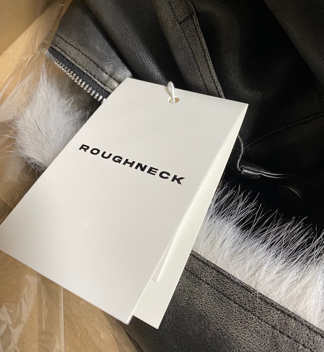 러프넥 워싱 레더 무스탕 자켓 그레이 상품이미지2