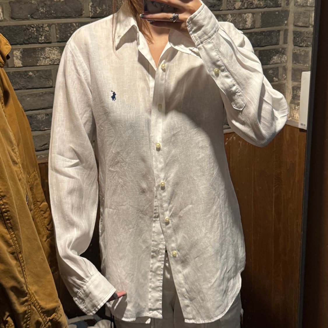 S) 폴로 랄프로렌 클래식핏 화이트 린넨 셔츠 상품이미지8