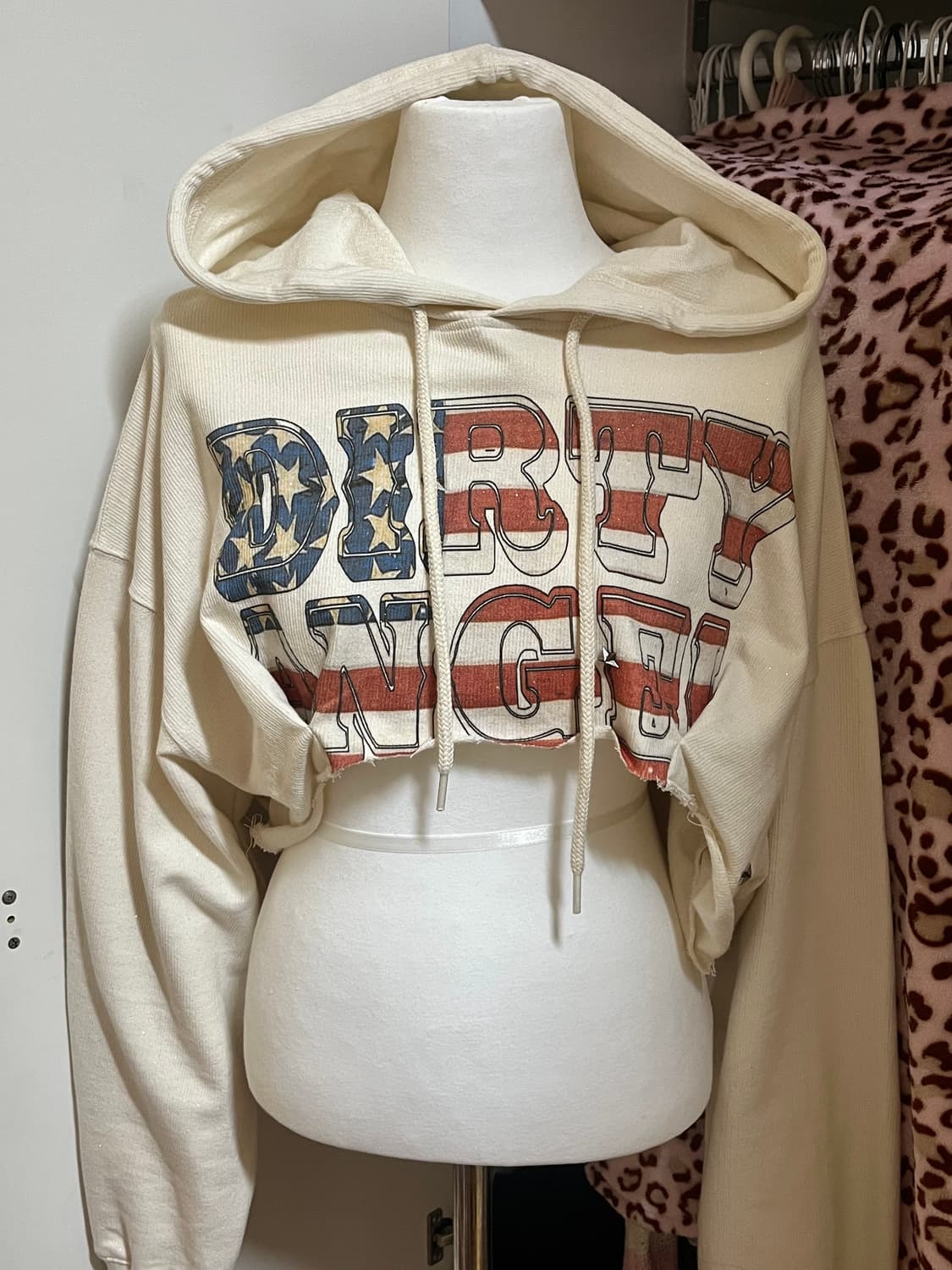 스컬프터 글리터 크롭 후드 Glitter Flag Crop Hoodie 상품이미지1