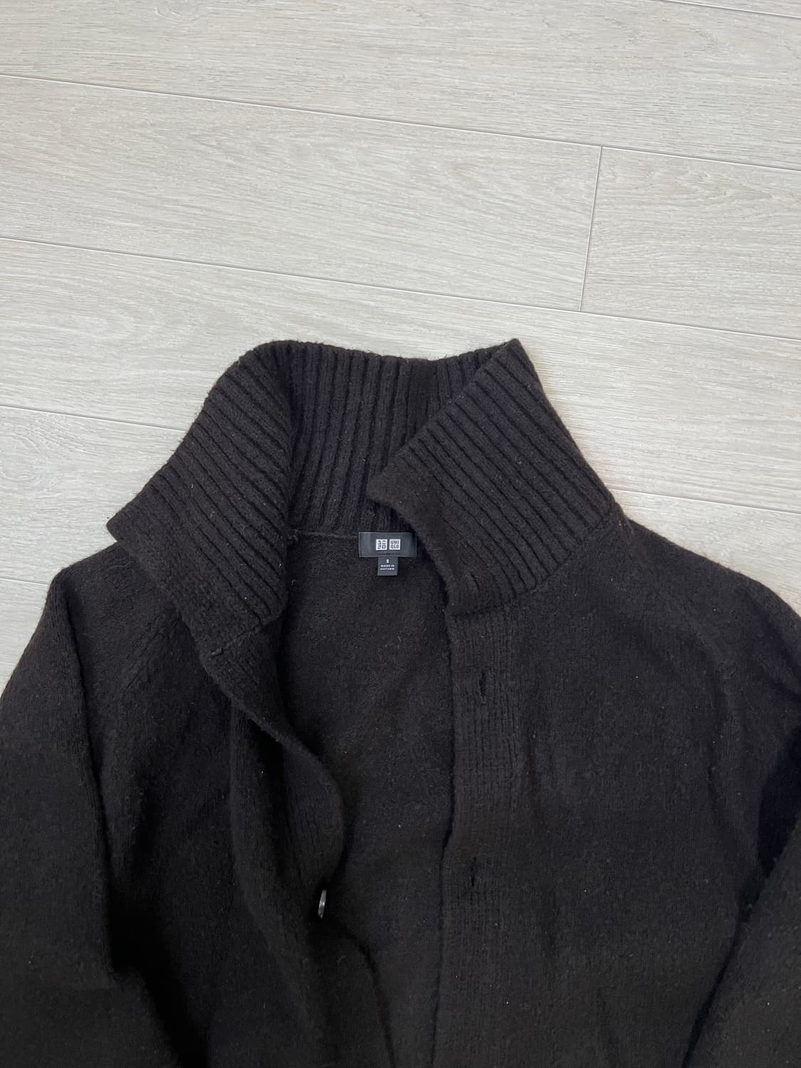 유니클로 수플레얀 스탠드칼라 가디건 브라운s 상품이미지4