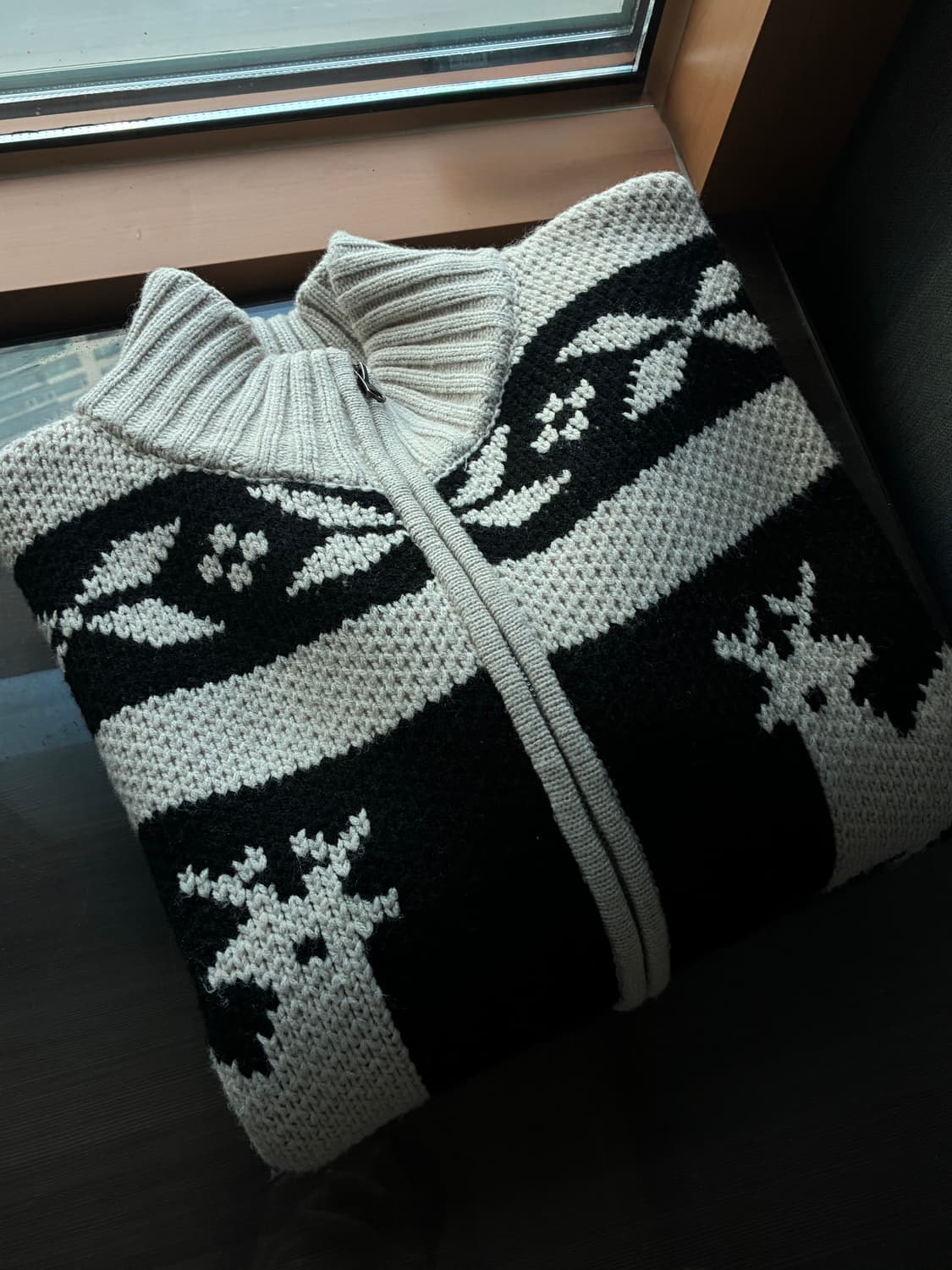 (FREE) 레더리 노르딕 니트 집업 CREAM/BLACK 판매 상품이미지8