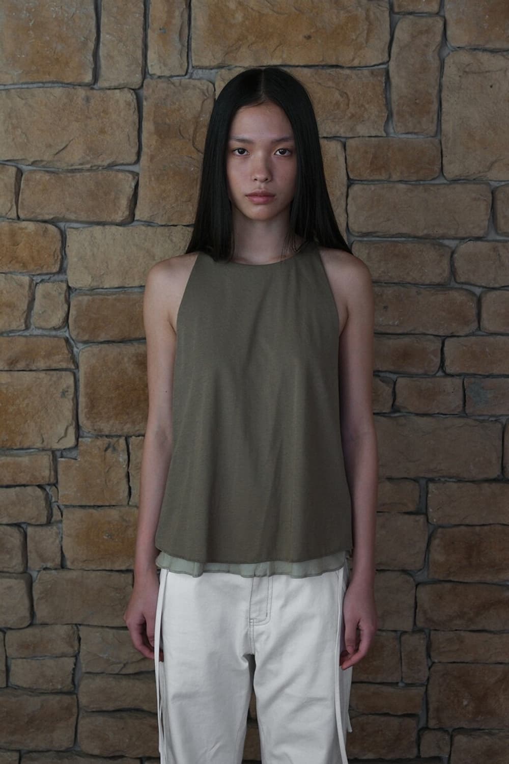 베르소 verso 레이어드 슬리브리스  카키 상품이미지2