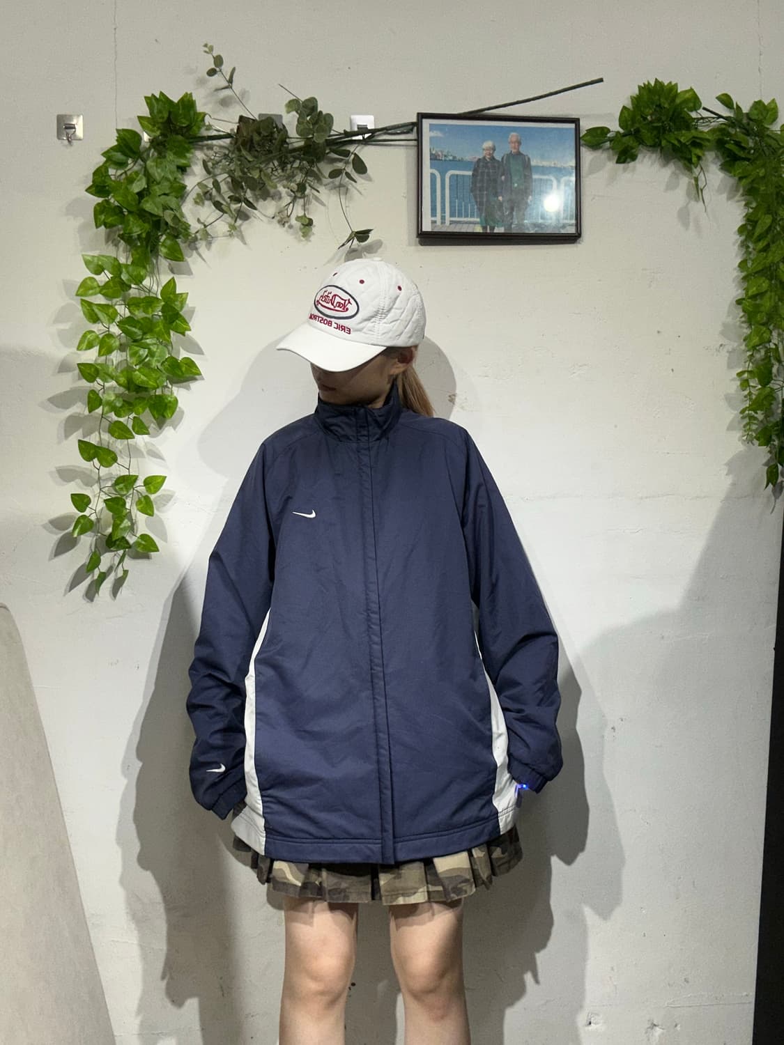 00s 나이키 네이비 로고 사이드 라인 바람막이 자켓 L 상품이미지2