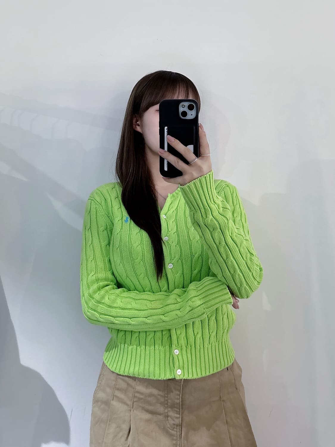 폴로랄프로렌 베이비블루포니 라임 케이블 가디건 상품이미지1