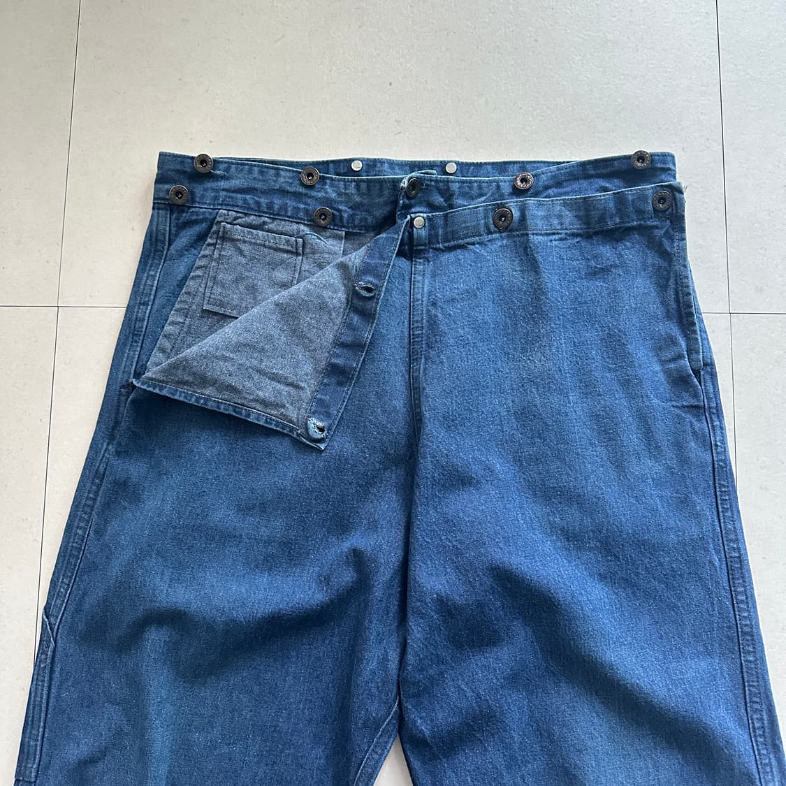 미 해군 USN 데님 복각 더블락 데님 워크 팬츠 월계수 버튼  상품이미지1