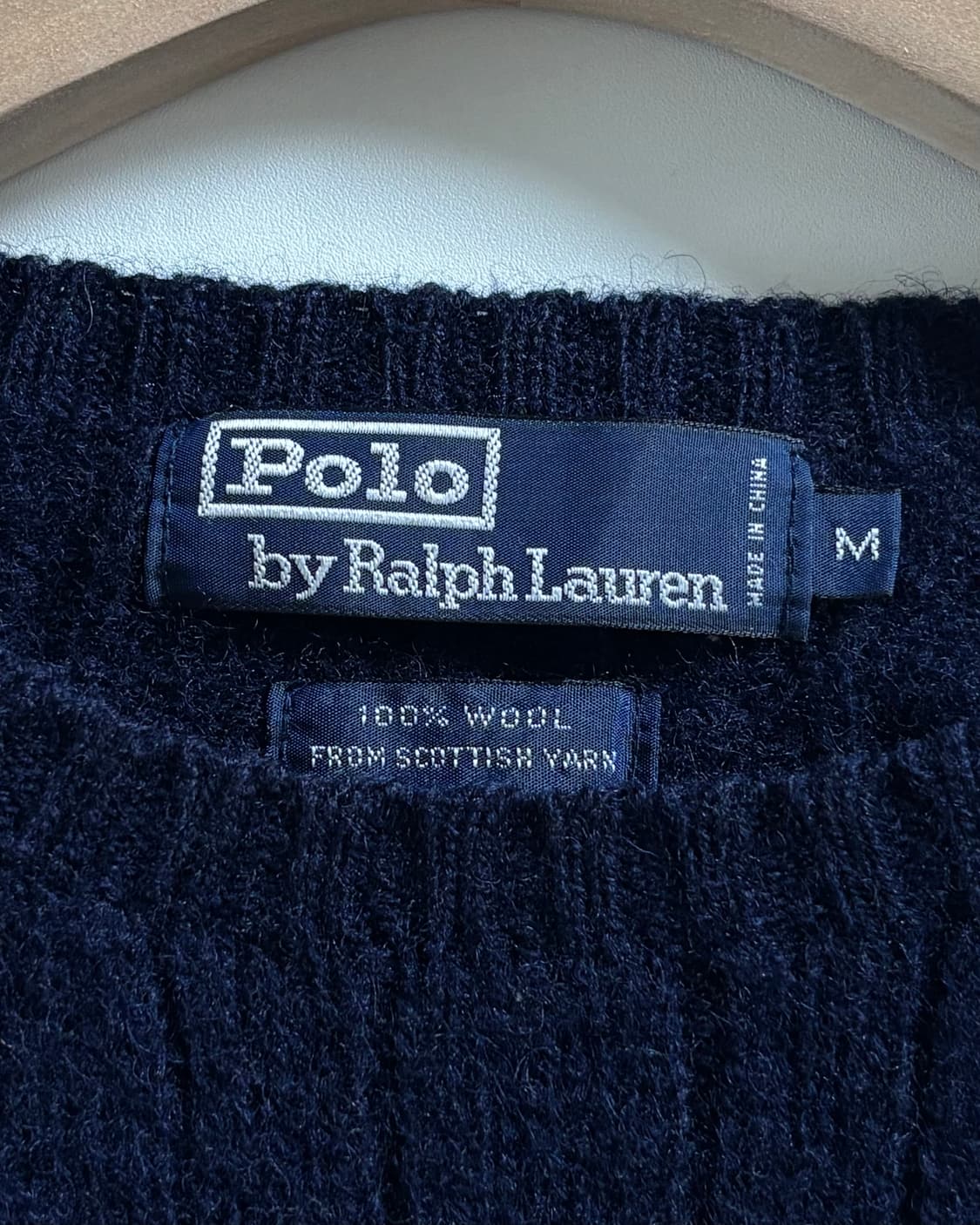 Polo 폴로 랄프로렌 울100 버건디포니 네이비 케이블 니트 상품이미지5