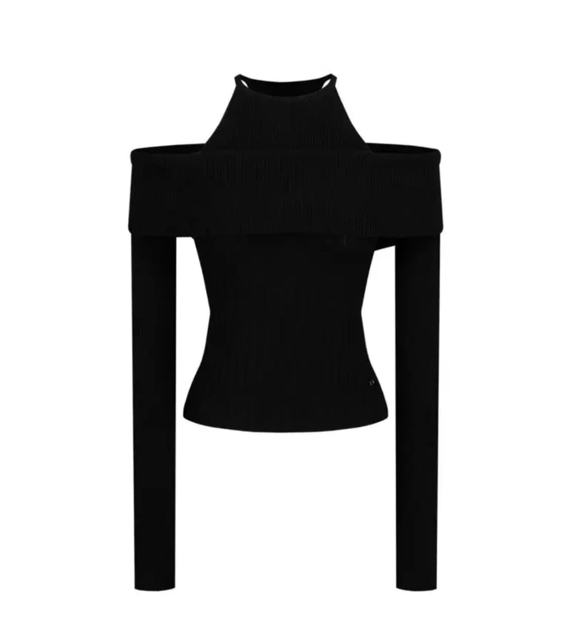 라벨르블랑 테리 홀터넥 오프숄더 니트 (Black) 상품이미지1