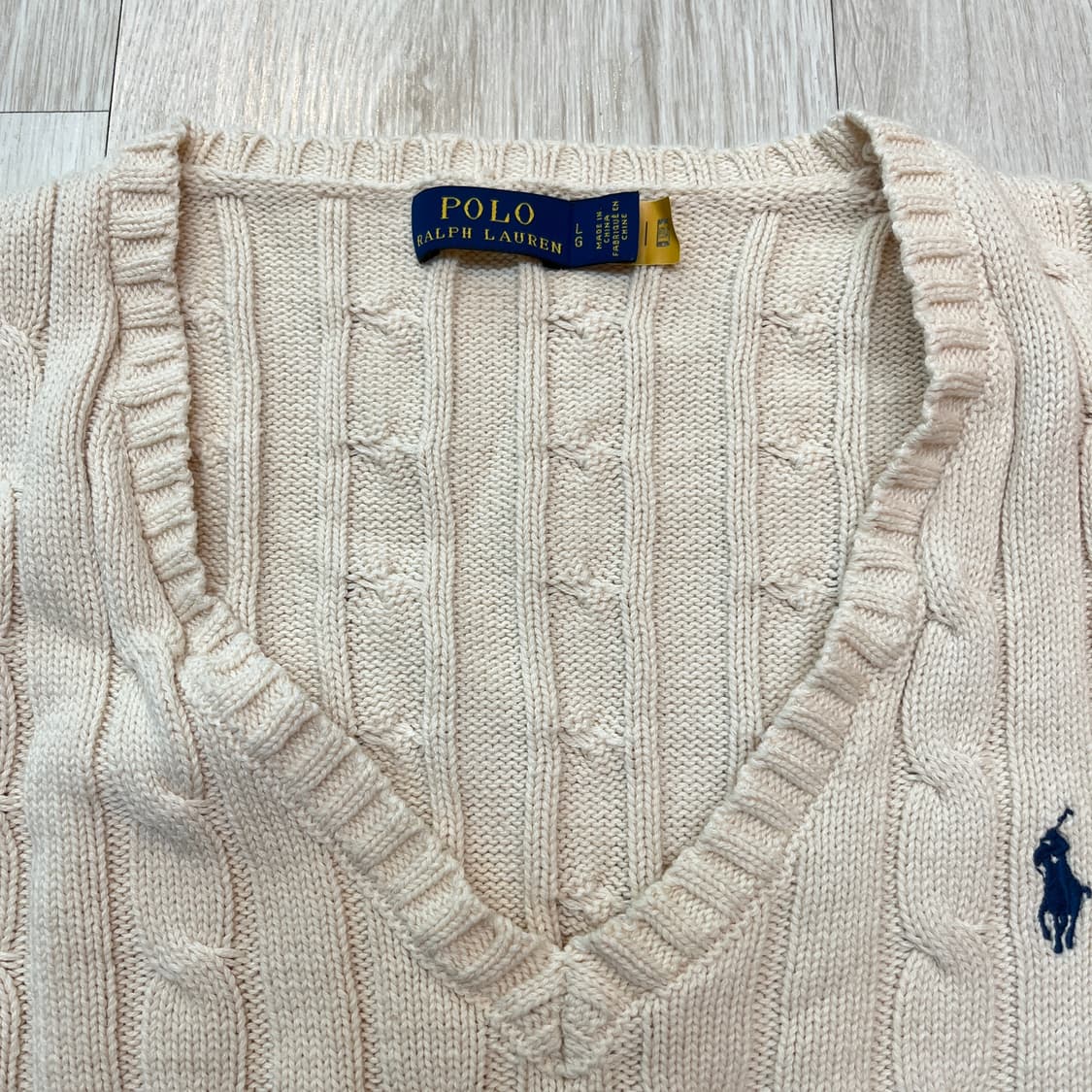 폴로 랄프로렌 케이블 브이넥 니트 / 아이보리 L 상품이미지2
