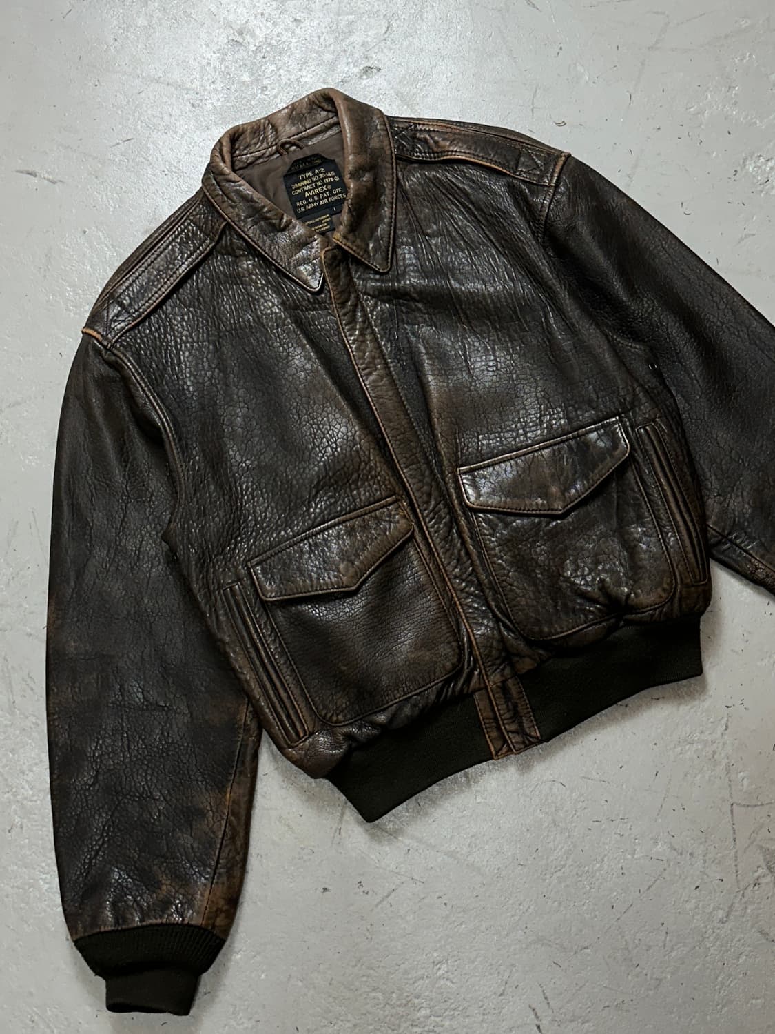 80's OG 아비렉스 레더 A-2 자켓 빈티지 레더 봄버 자켓 상품이미지5