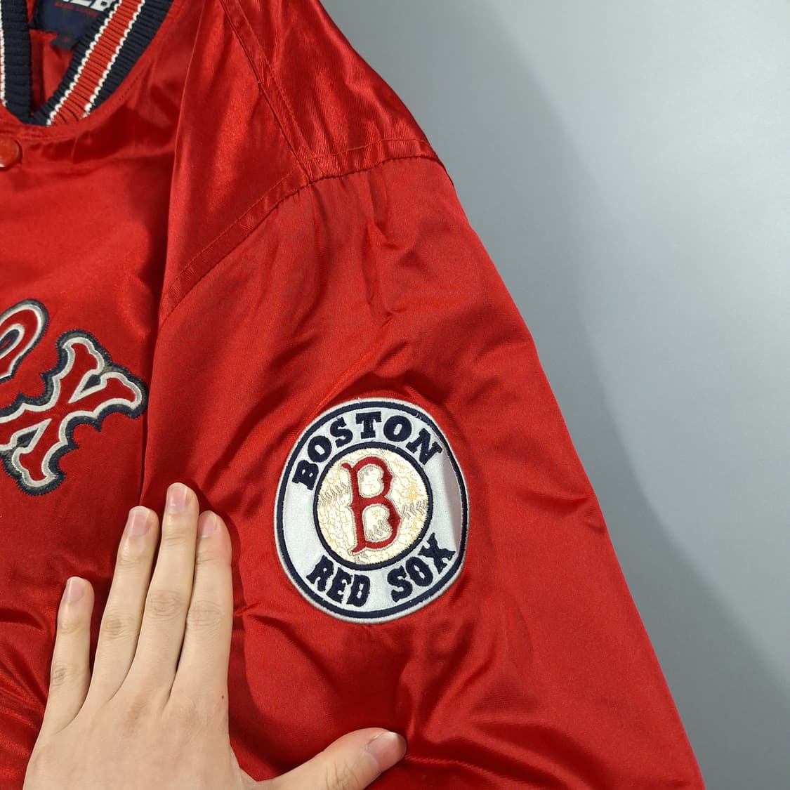 MLB 엠엘비 00s 레드 네이비 배색 보스턴 레드삭스 바시티자켓 상품이미지5