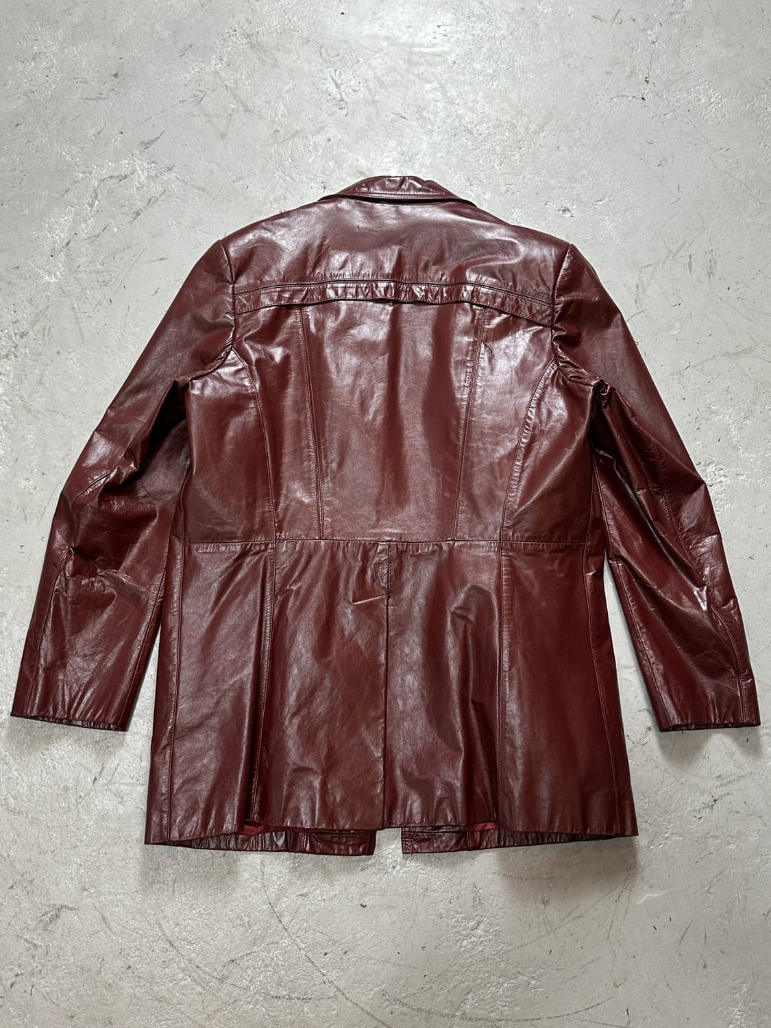 80’s 빈티지 버건디 레더 카코트 블레이저 파이트 클럽 상품이미지4