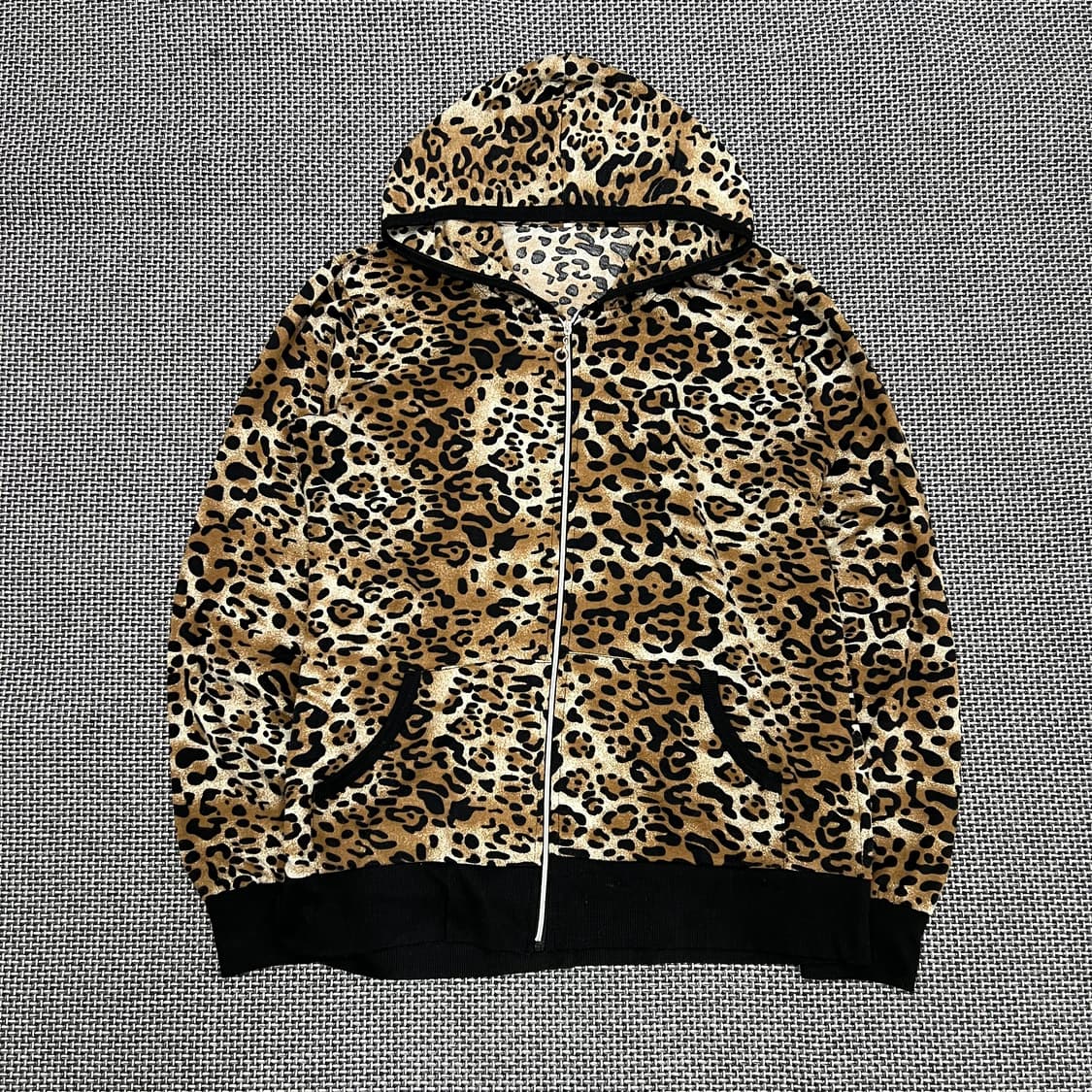 빈티지 레오파드 갸루 후드집업 상품이미지1