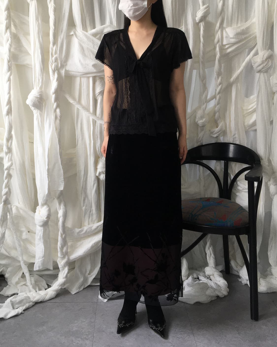 Oriental mood velvet long skirt 상품이미지6