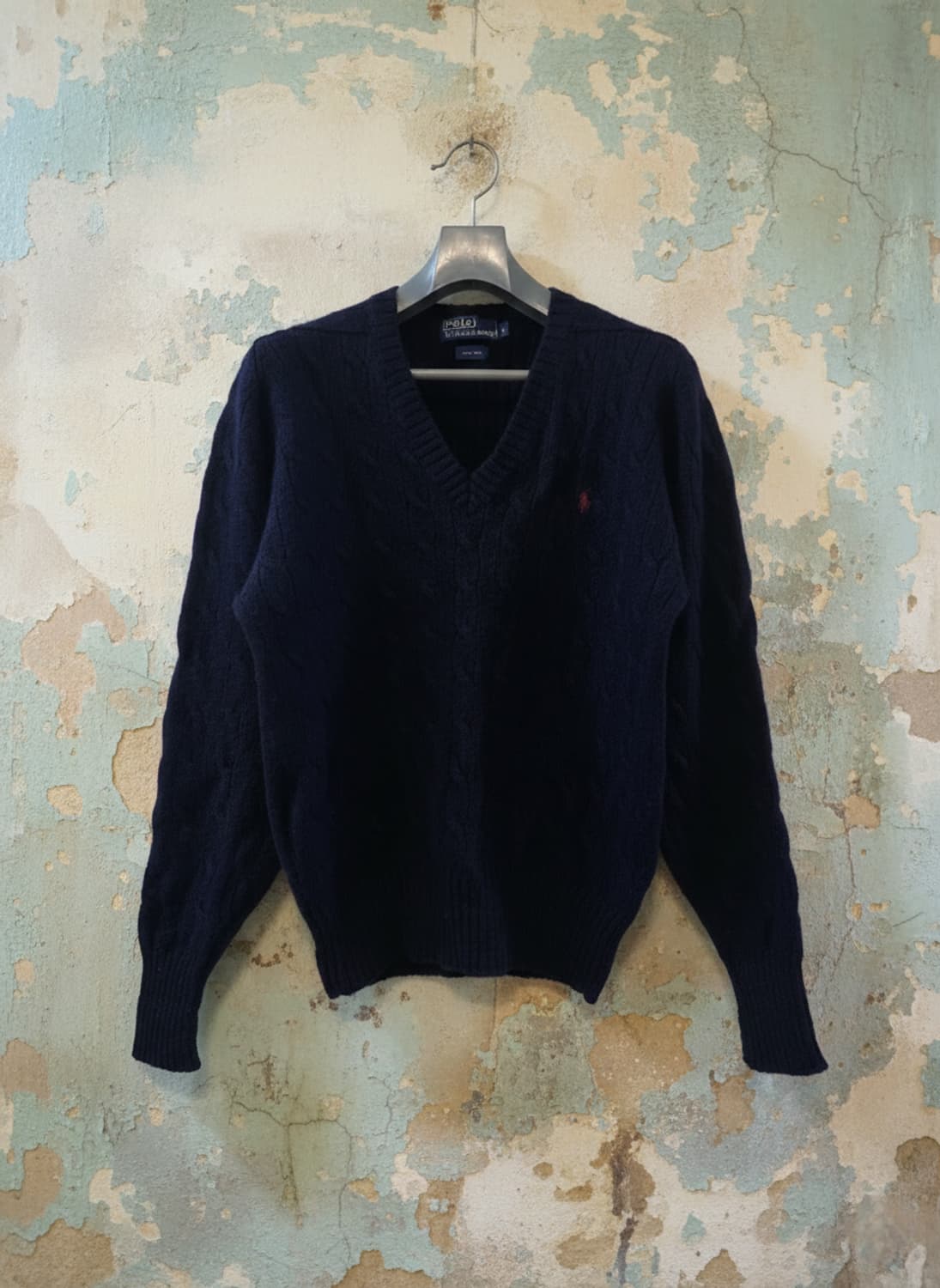 폴로 랄프로렌 네이비 케이블 V넥 니트 L 상품이미지1