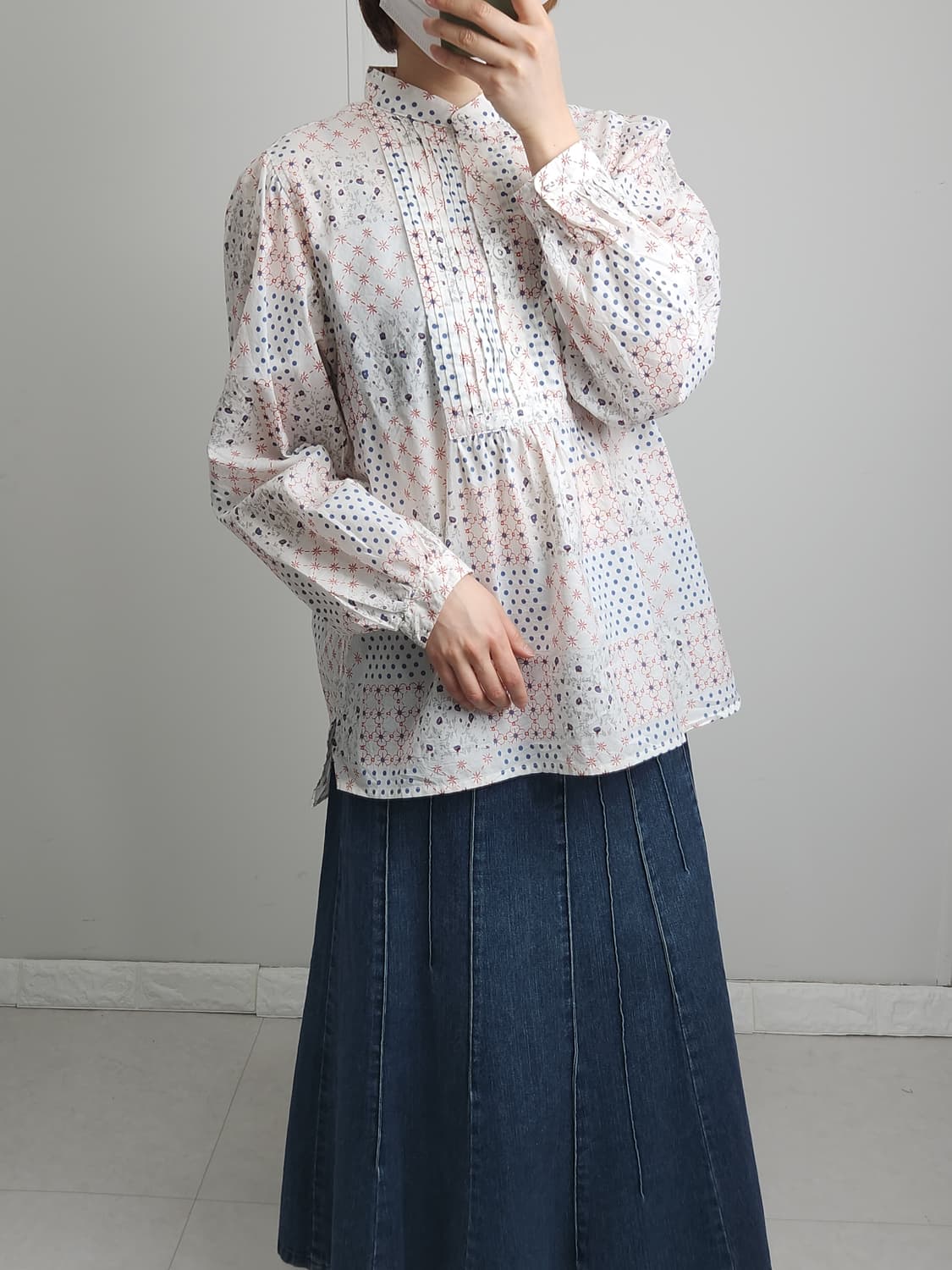 (ines de la fressangeXUNIQLO)핀턱 블라우스 상품이미지5