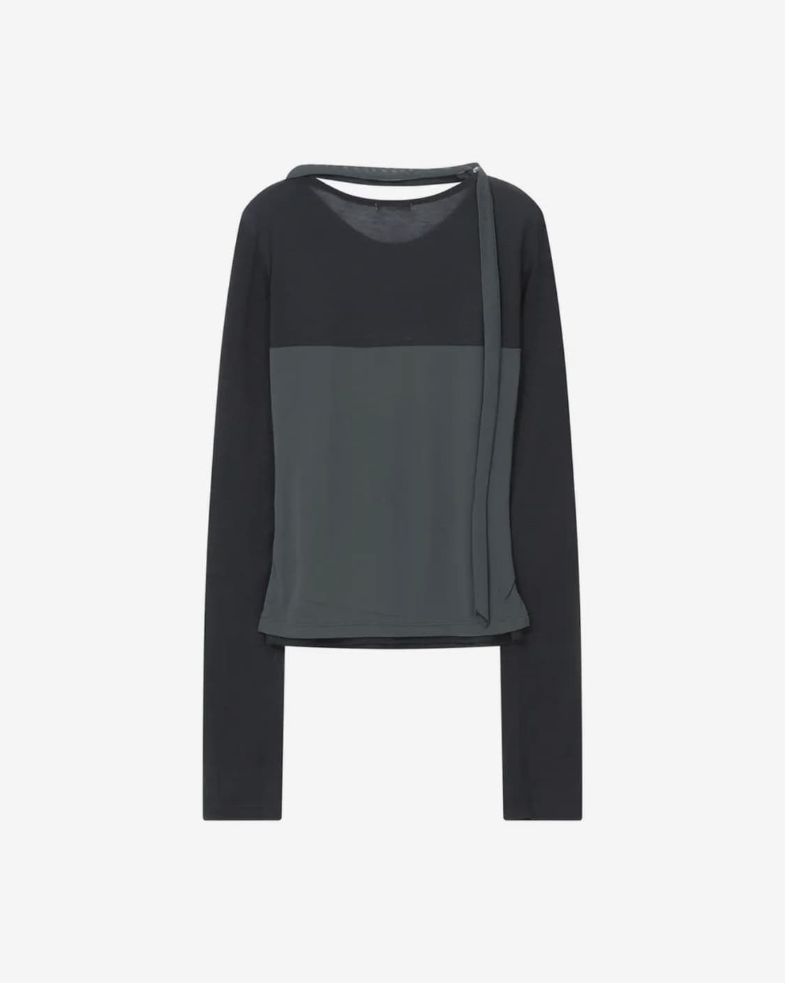 미세키서울 쉬어 레이어드 스카프 롱슬리브 차콜 상품이미지2