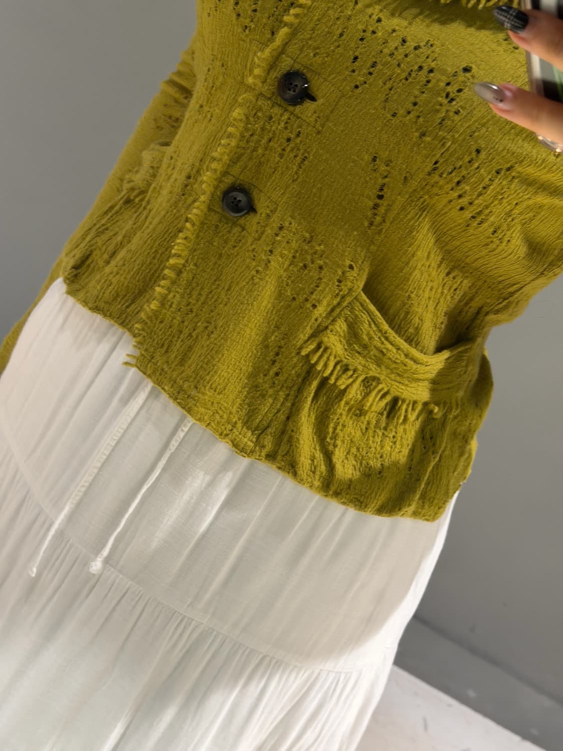 fringe detail punching knit cardigan 상품이미지4