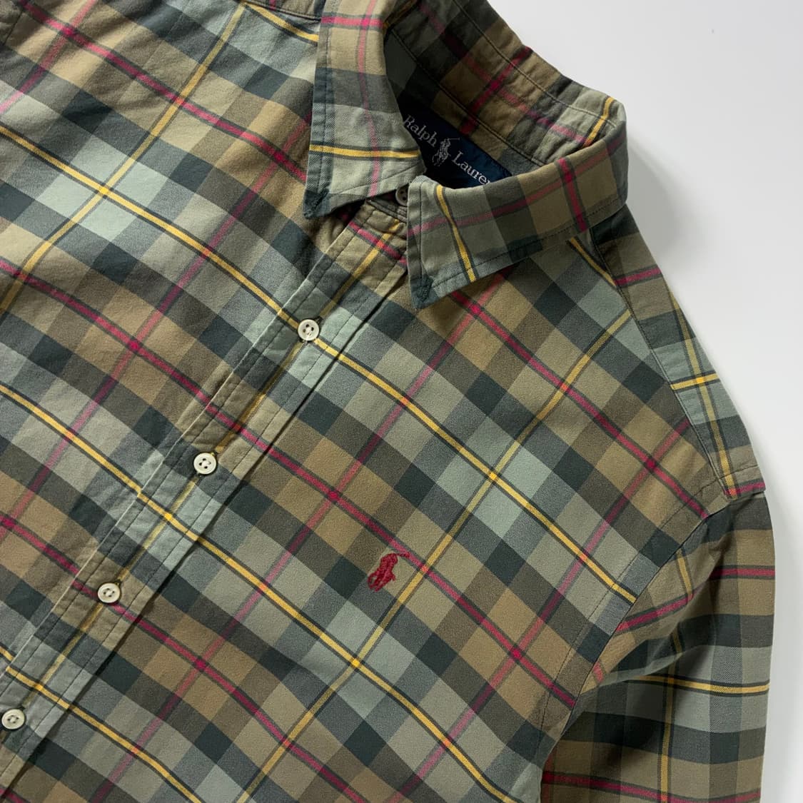 Polo  폴로 랄프로렌 자수 코튼 올리브 체크 셔츠  상품이미지2