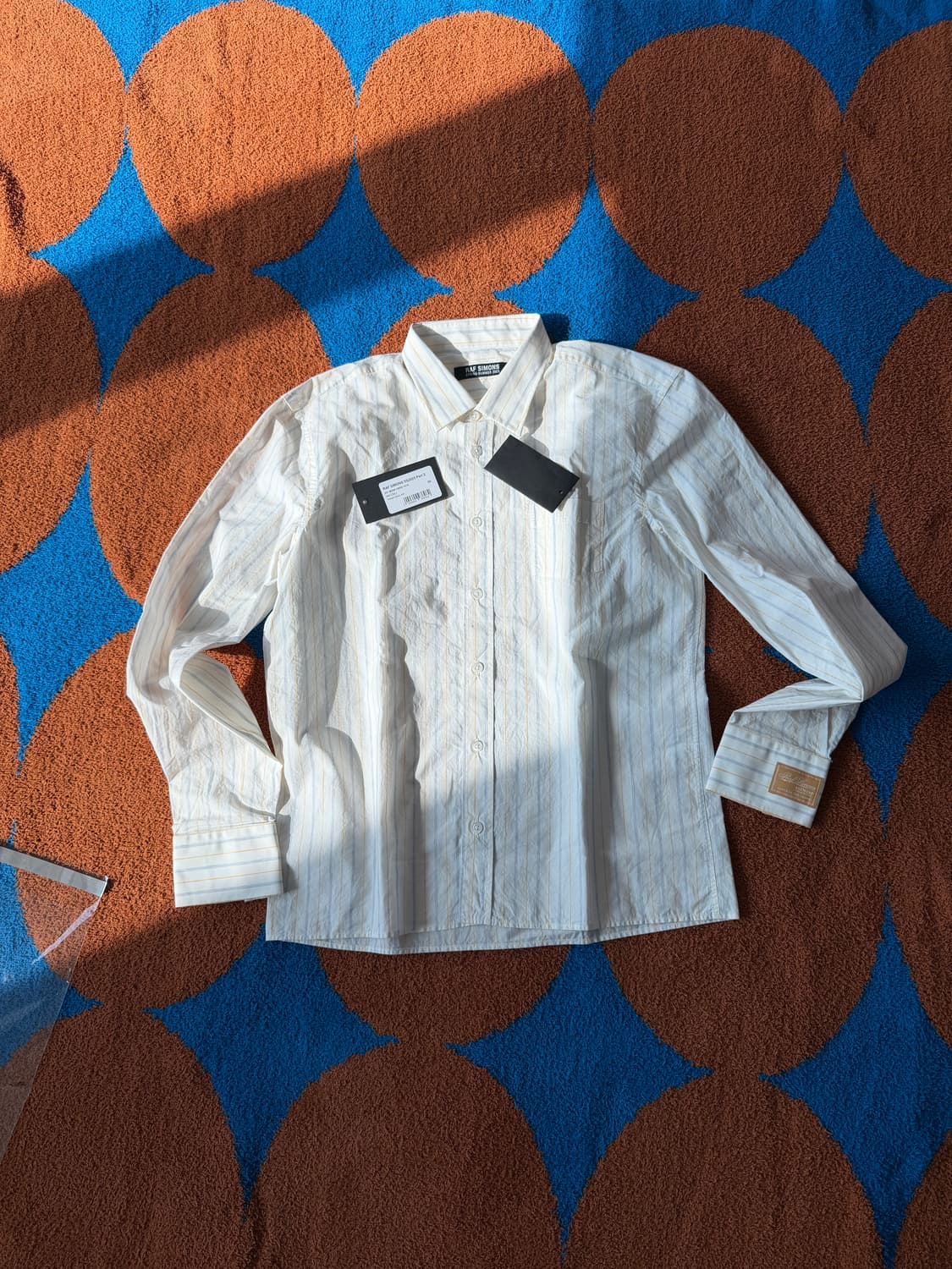 (택, 여분단추 풀구성새상품) 라프시몬스 안트워프 암패치 스트라이프 셔츠 상품이미지1