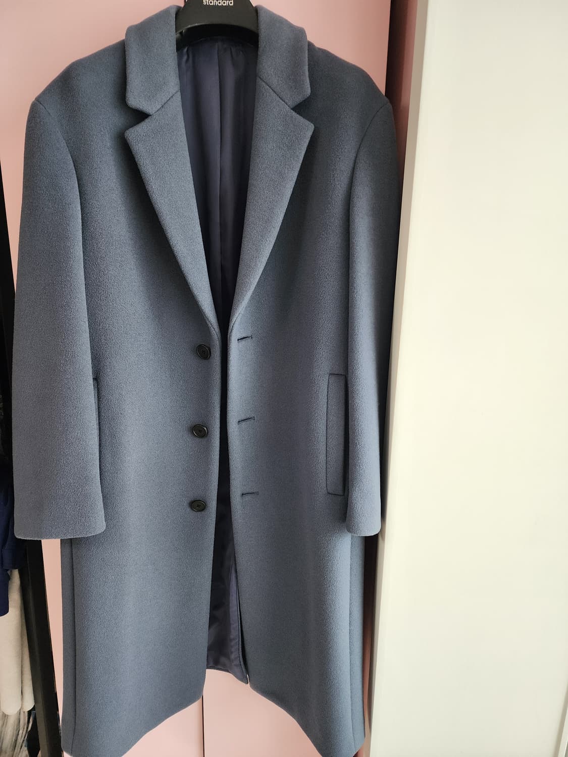 무신사 스탠다드 울 캐시미어 오버핏 코트 L(105~110) 그레이쉬블루 상품이미지1