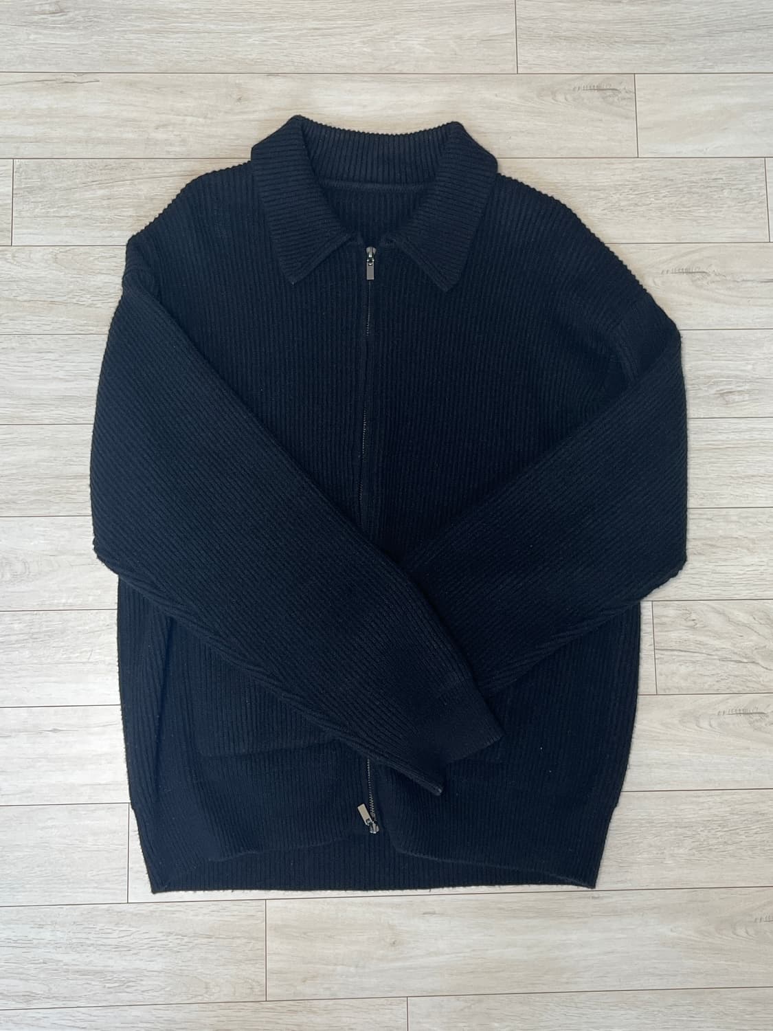 니트 집업 가디건 블랙 상품이미지1