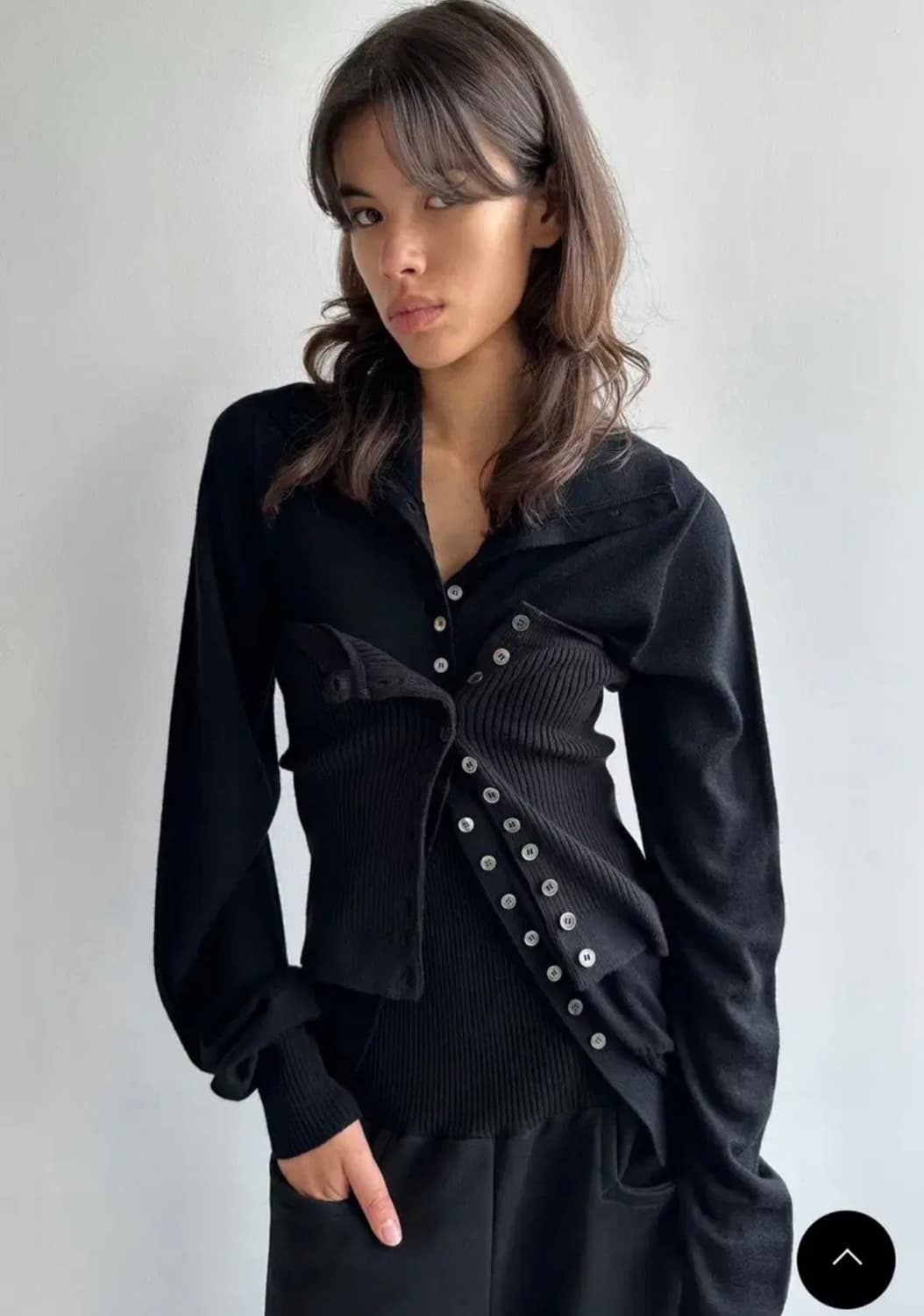 로우클래식 - 세일러 버튼 포인트 니트 가디건 (블랙S사이즈) 상품이미지2