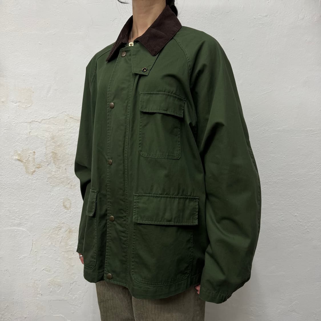 레이지블루(RAGE BLUE) 올리브컬러 코튼 혼방 코듀로이넥 헌팅 자켓 상품이미지1