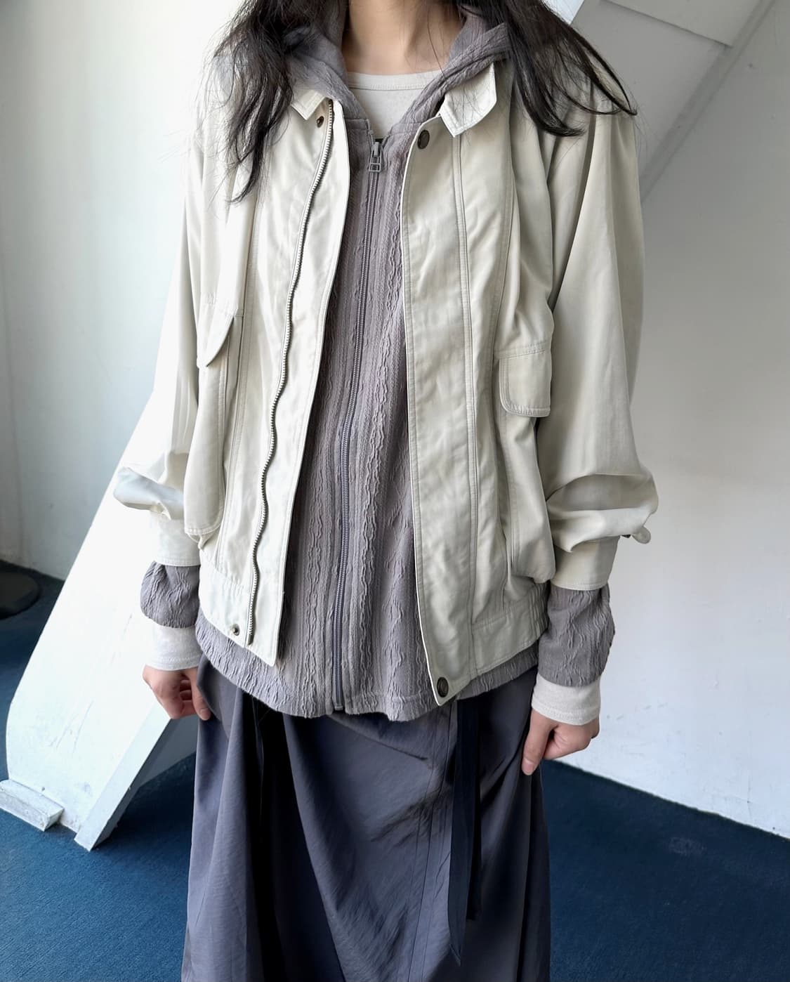 High count poly volume blouson 상품이미지7