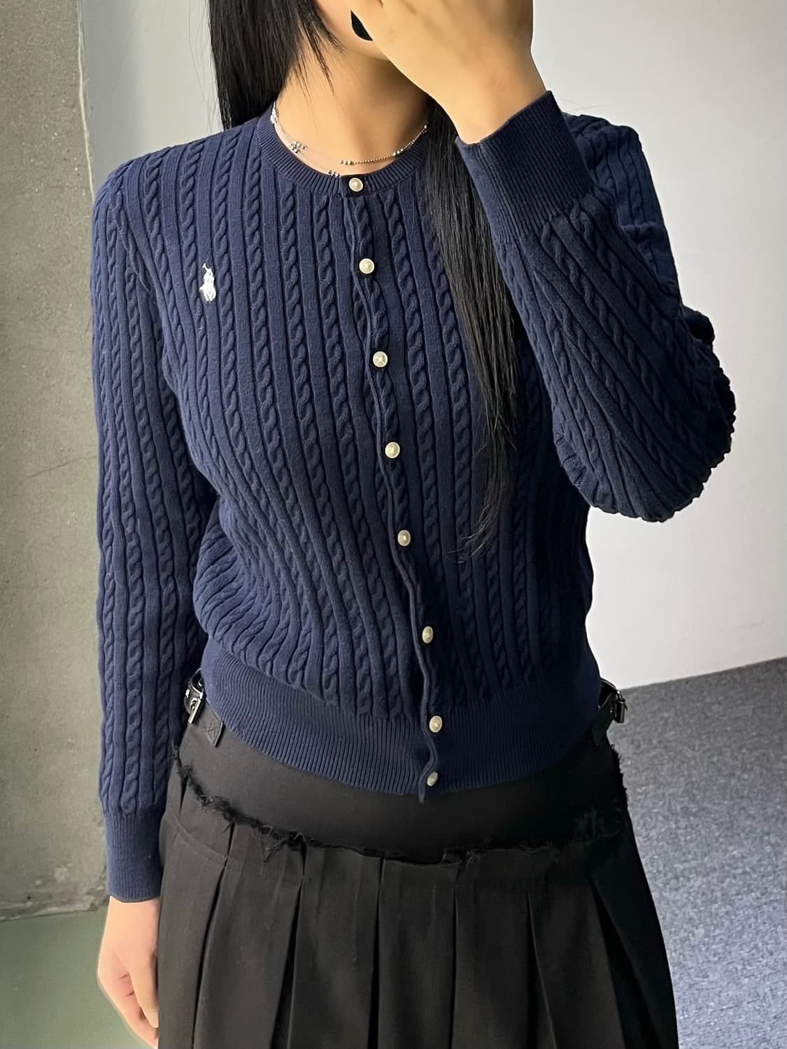 폴로 랄프 로렌 QR 라벨 케이블 가디건 상품이미지2