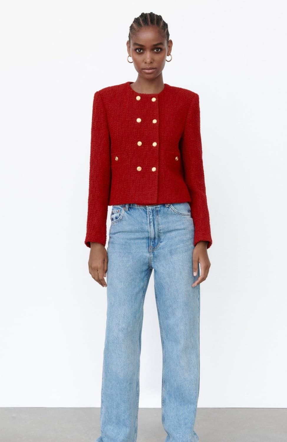 자라 레드트위드자켓 L사이즈 상품이미지3