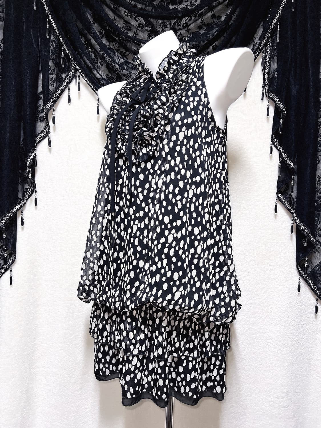 로맨틱고딕 고스로리 로걀 갸루 도트 땡땡이 프릴 캉캉 벌룬 쉬폰원피스 상품이미지7