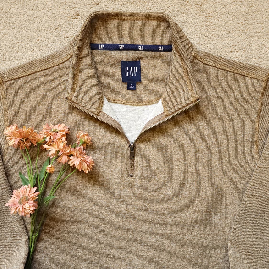 90s 올드갭 하프집업 풀오버 코튼니트 L 상품이미지4