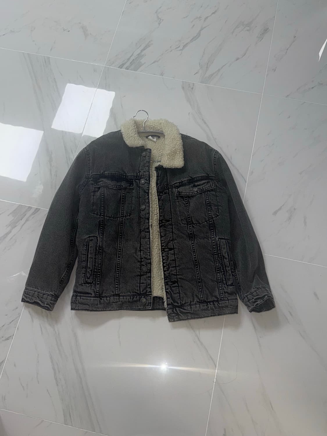 자라키즈 164cm 청자켓 데님자켓 플리스 후리스 겨울 아우터 뽀글이 상품이미지1