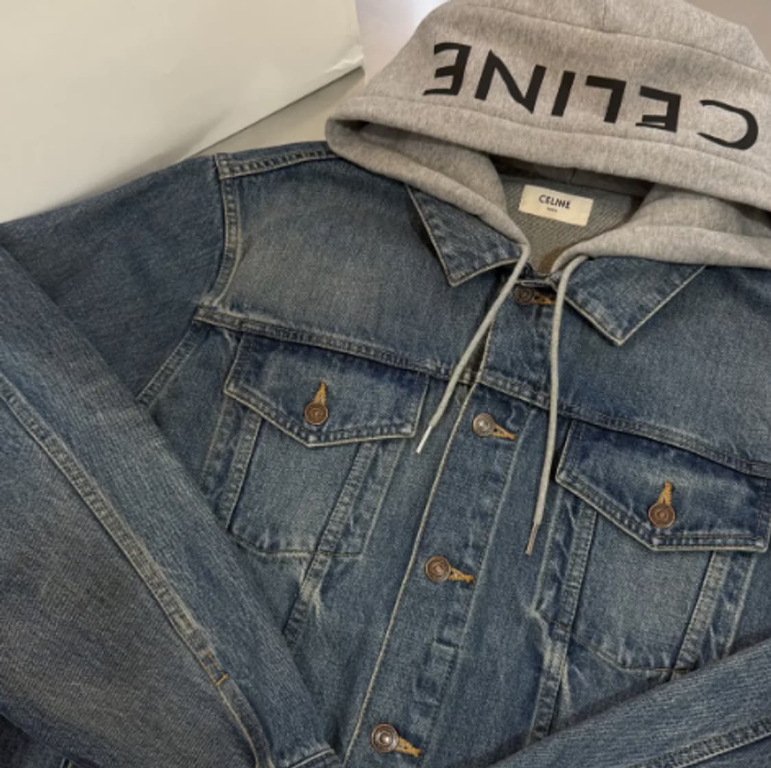 셀린느 로고 후드 레이어드 데님 자켓 XL 상품이미지1