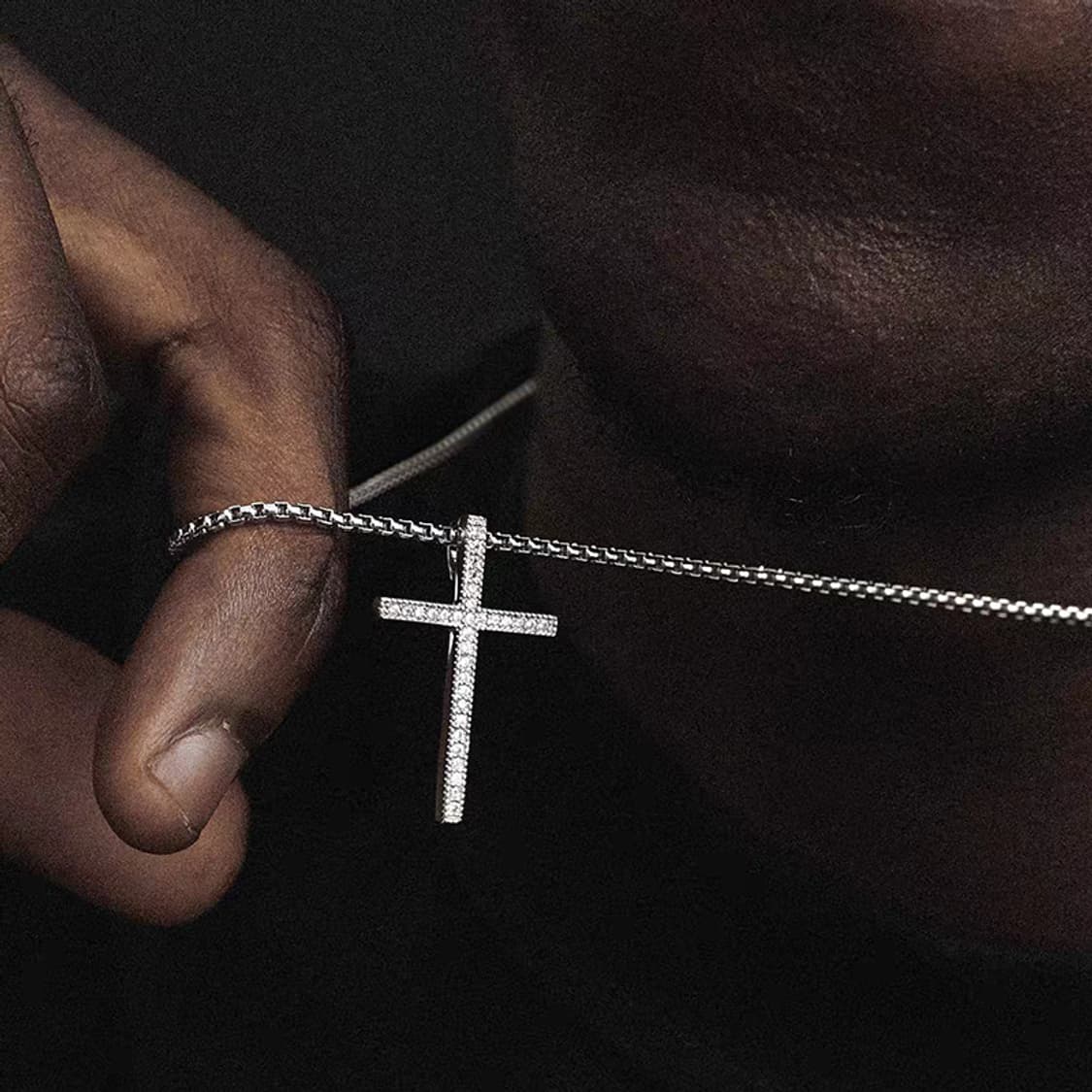 Oceanora S925/티타늄 지르콘 크로스 네크리스 - 골드/실버 상품이미지1