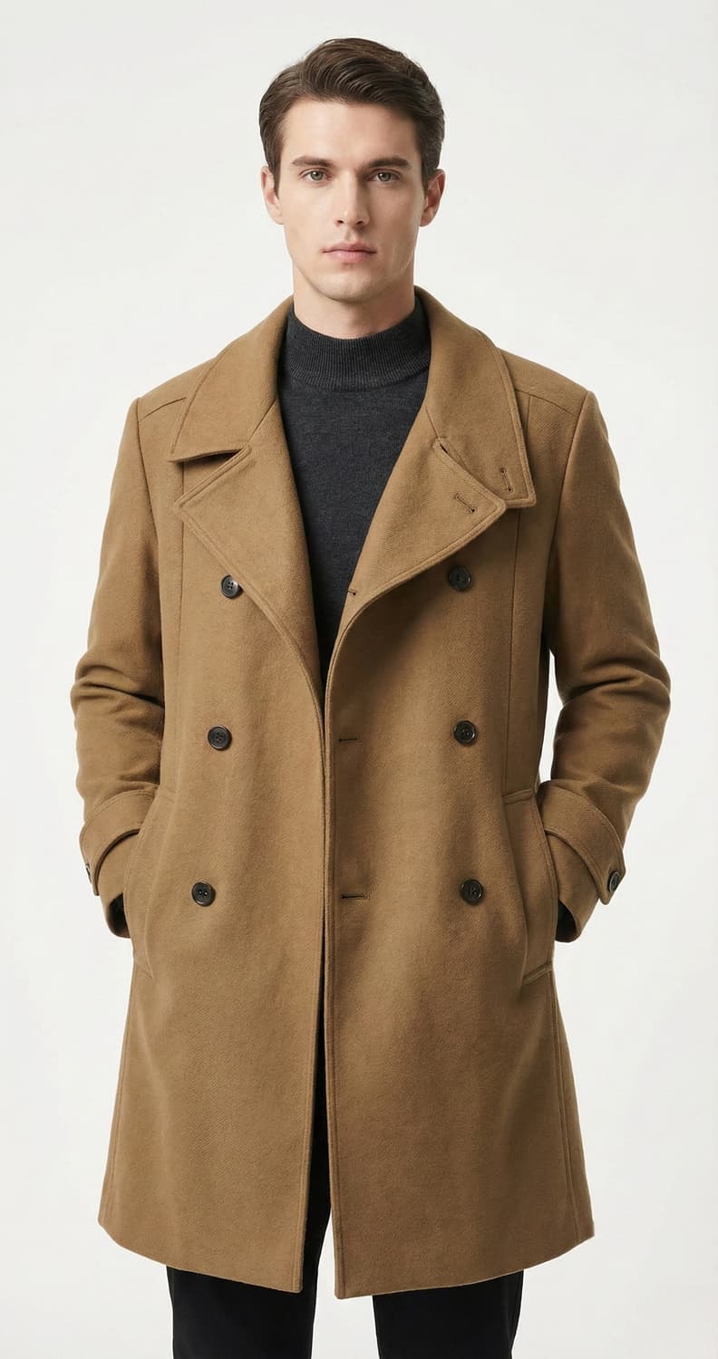 지오송지오 카멜 울 더블 하이넥 코트 상품이미지1