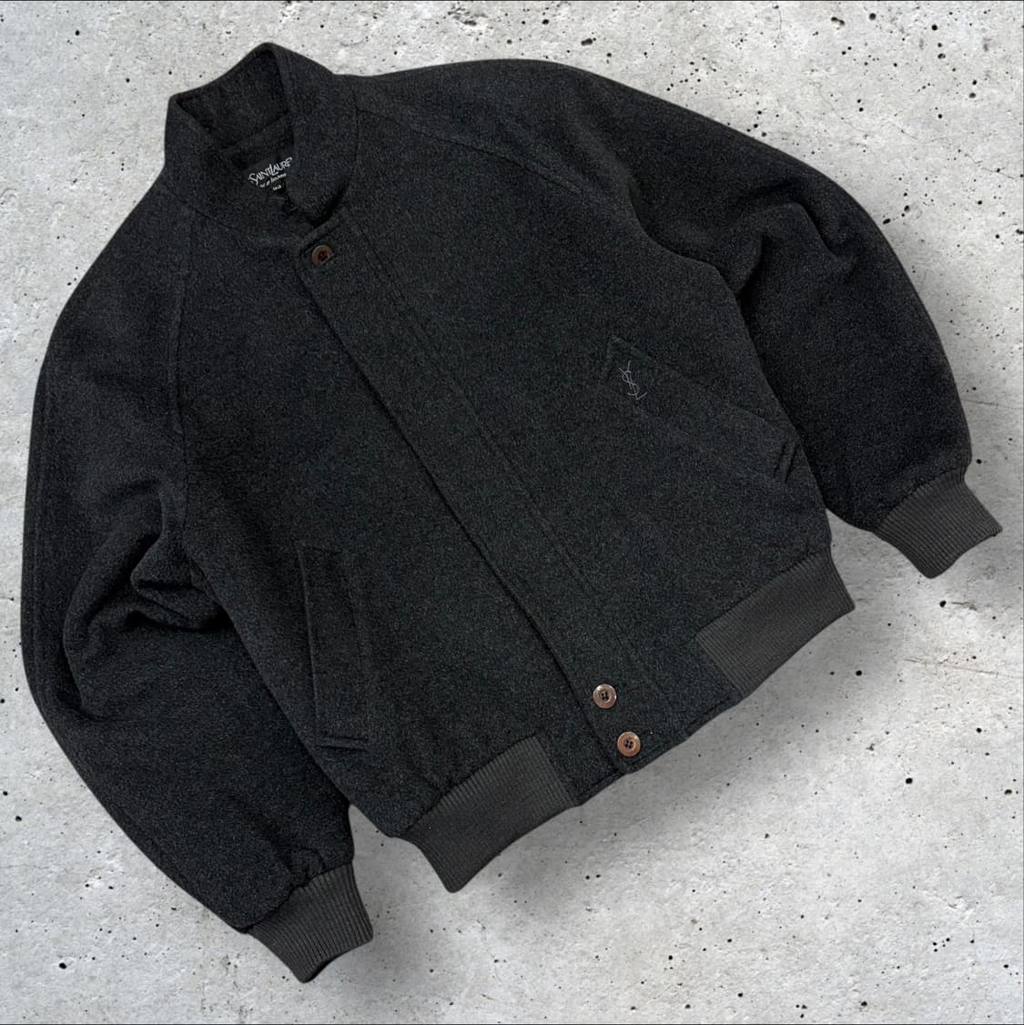 [90] 입생로랑 뿌르 옴므 모직 울 블랙 봄버 블루종 자켓 B789 상품이미지1