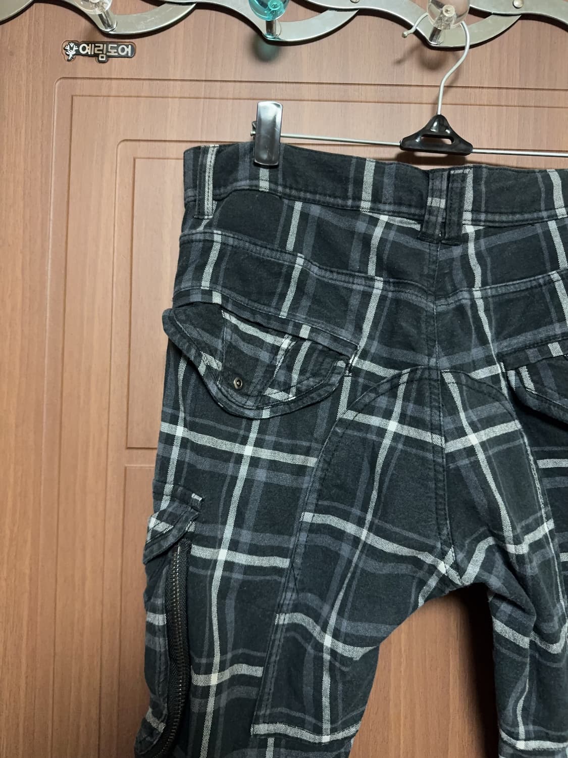 빈티지 중성계 서브컬쳐 락 펑크 체크 사이드 포켓 카고팬츠 상품이미지4