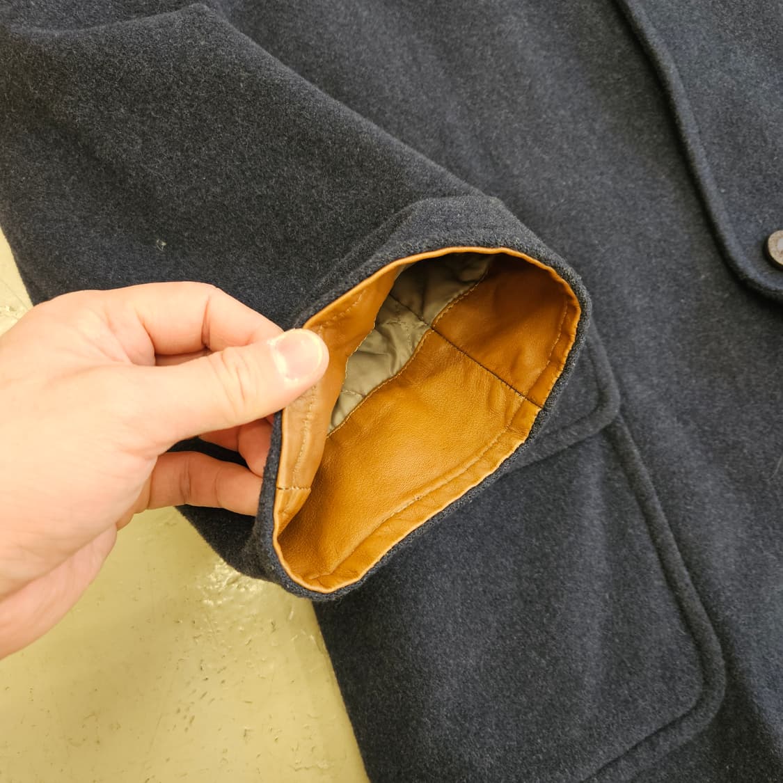 NEWYORKER 뉴요커 오버핏 울자켓 가죽디테일 빈티지 반코트 2XL 상품이미지4