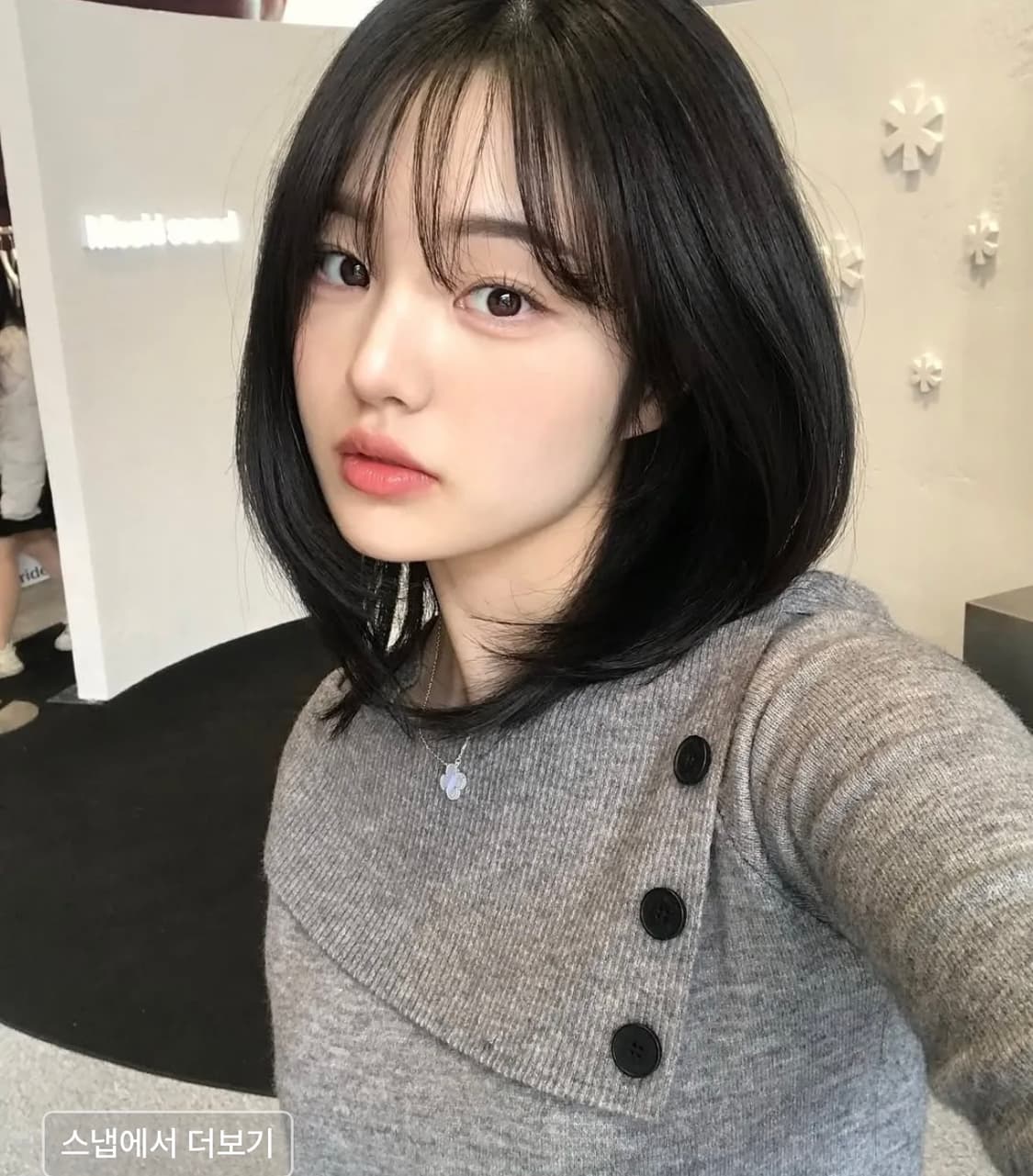 택ㅇ)미세키서울 오블리크 라인 버튼 니트 그레이 상품이미지3